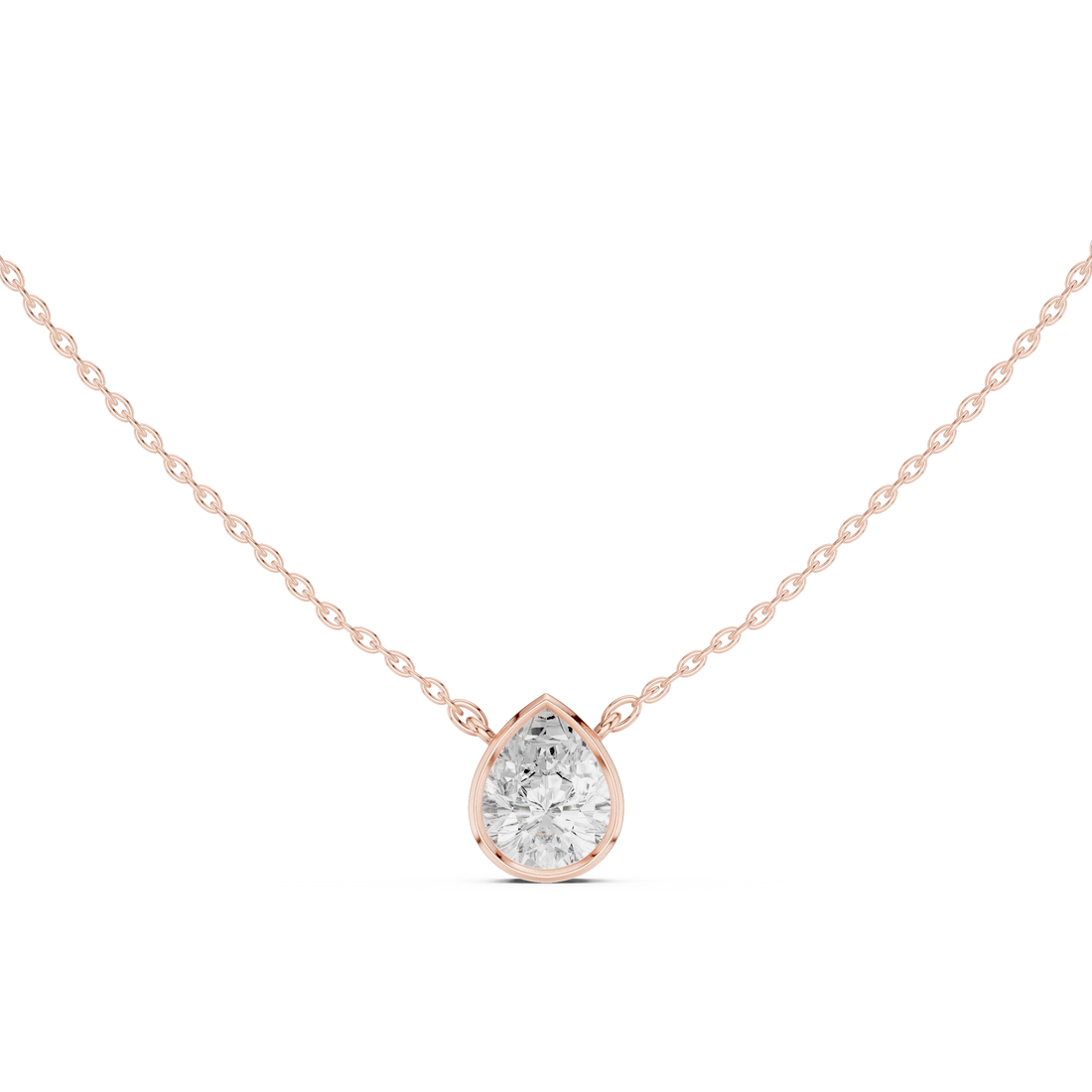 Pear Aura Bezel Solitaire Diamond Pendant
