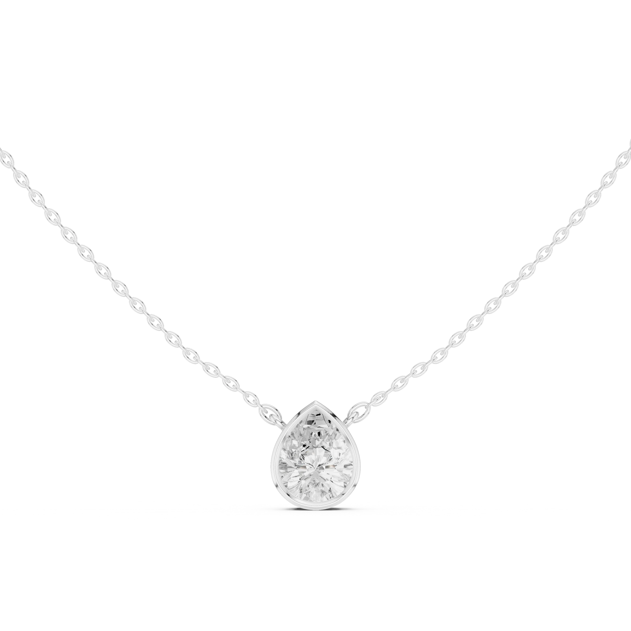 Pear Aura Bezel Solitaire Diamond Pendant