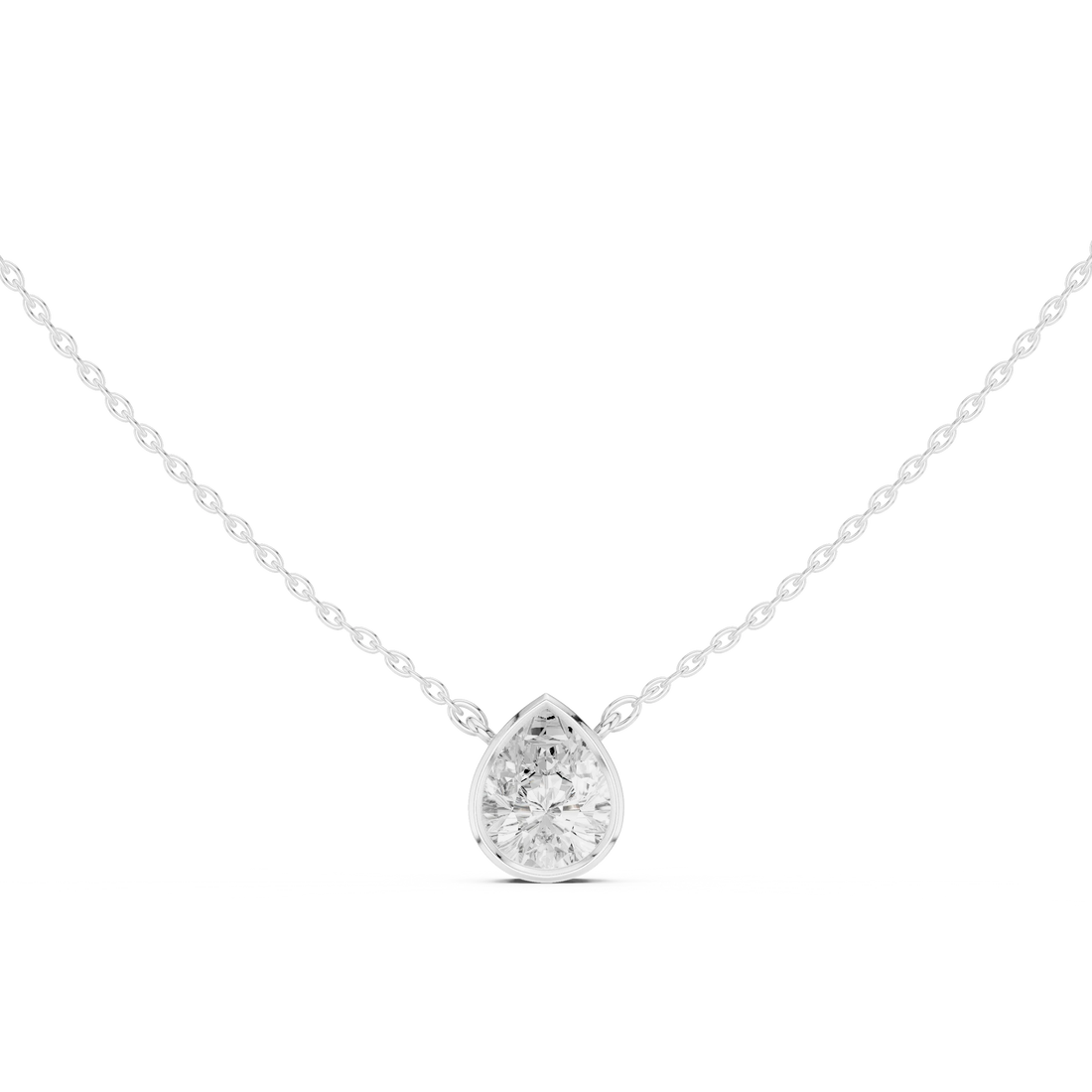 Pear Aura Bezel Solitaire Diamond Pendant