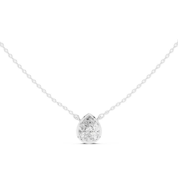 Pear Aura Bezel Solitaire Diamond Pendant