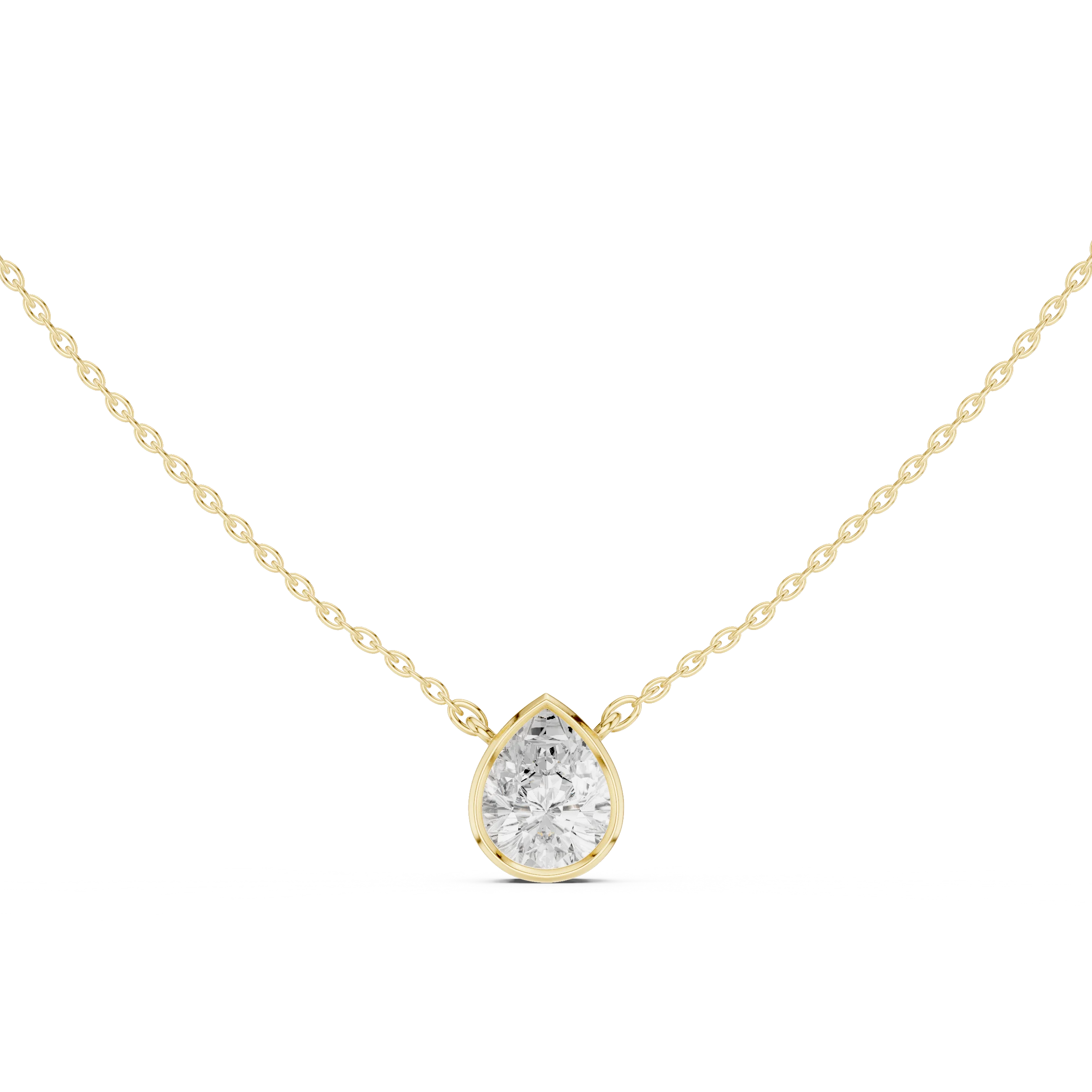 Pear Aura Bezel Solitaire Diamond Pendant