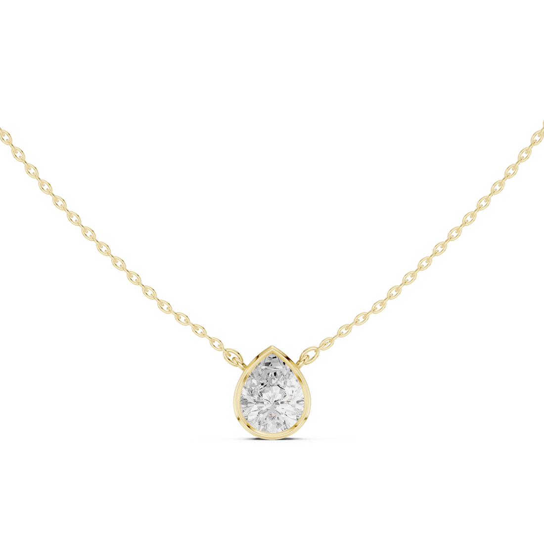 Pear Aura Bezel Solitaire Diamond Pendant