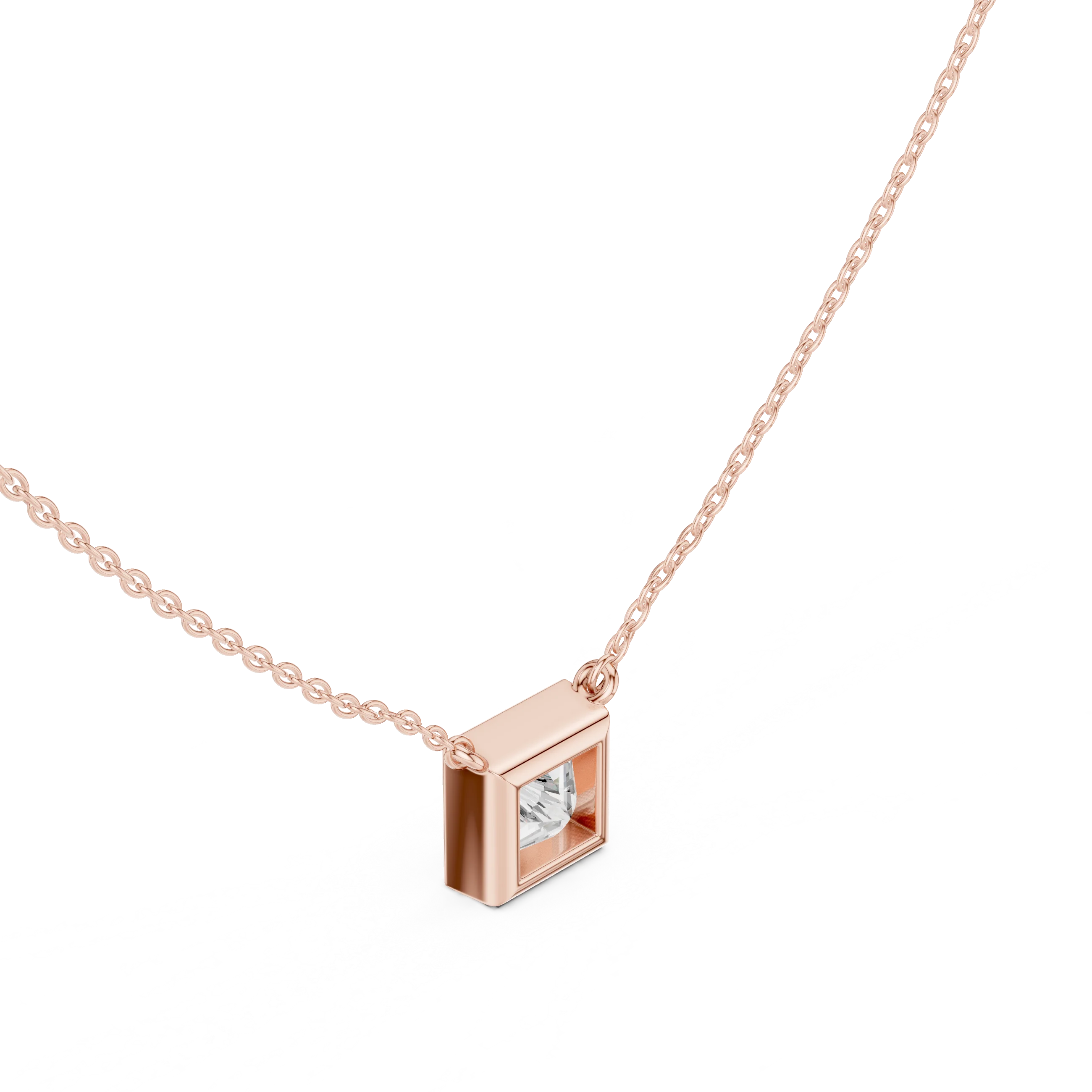Radiant Frame Solitaire Diamond Pendant