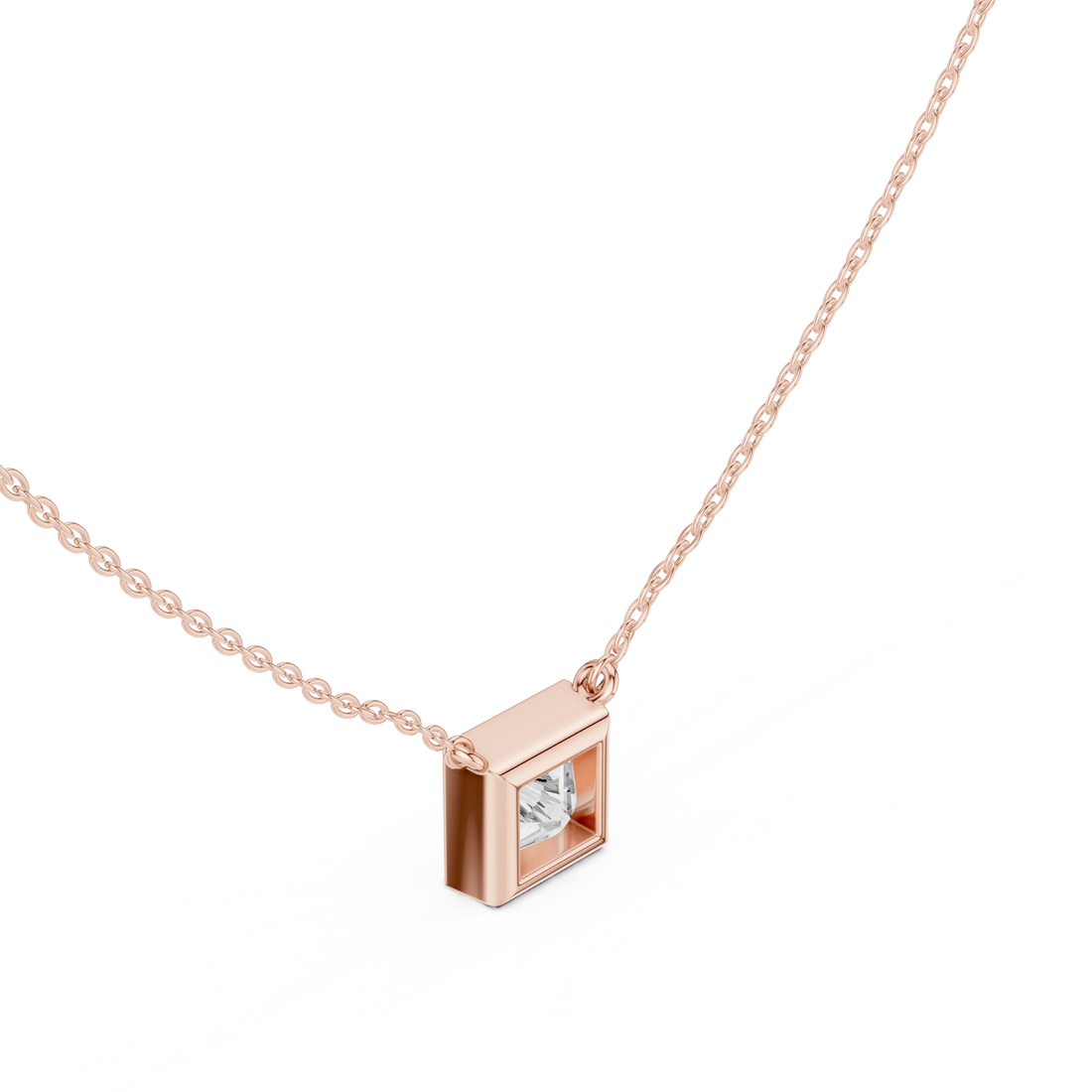 Radiant Frame Solitaire Diamond Pendant
