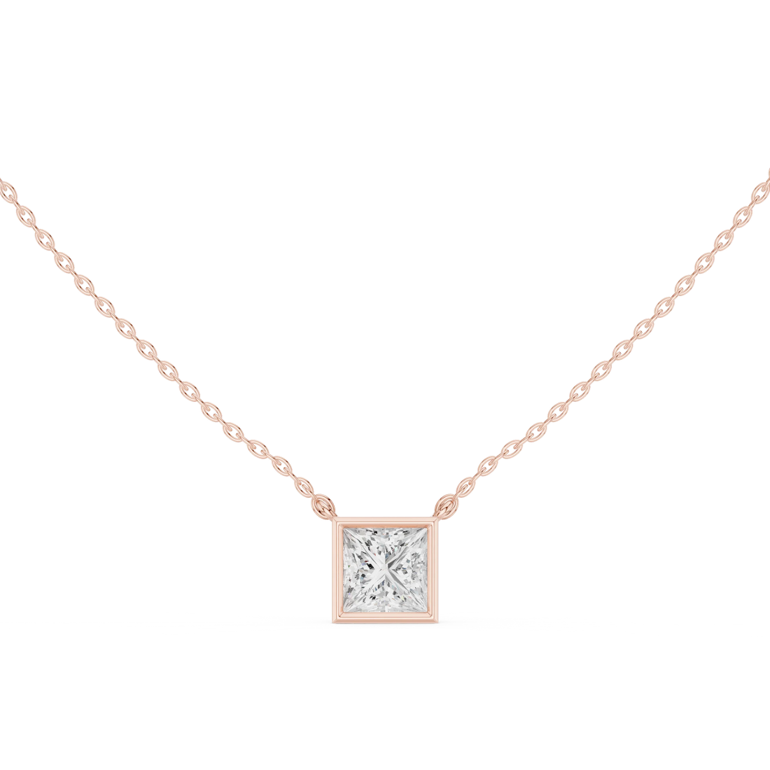 Radiant Frame Solitaire Diamond Pendant