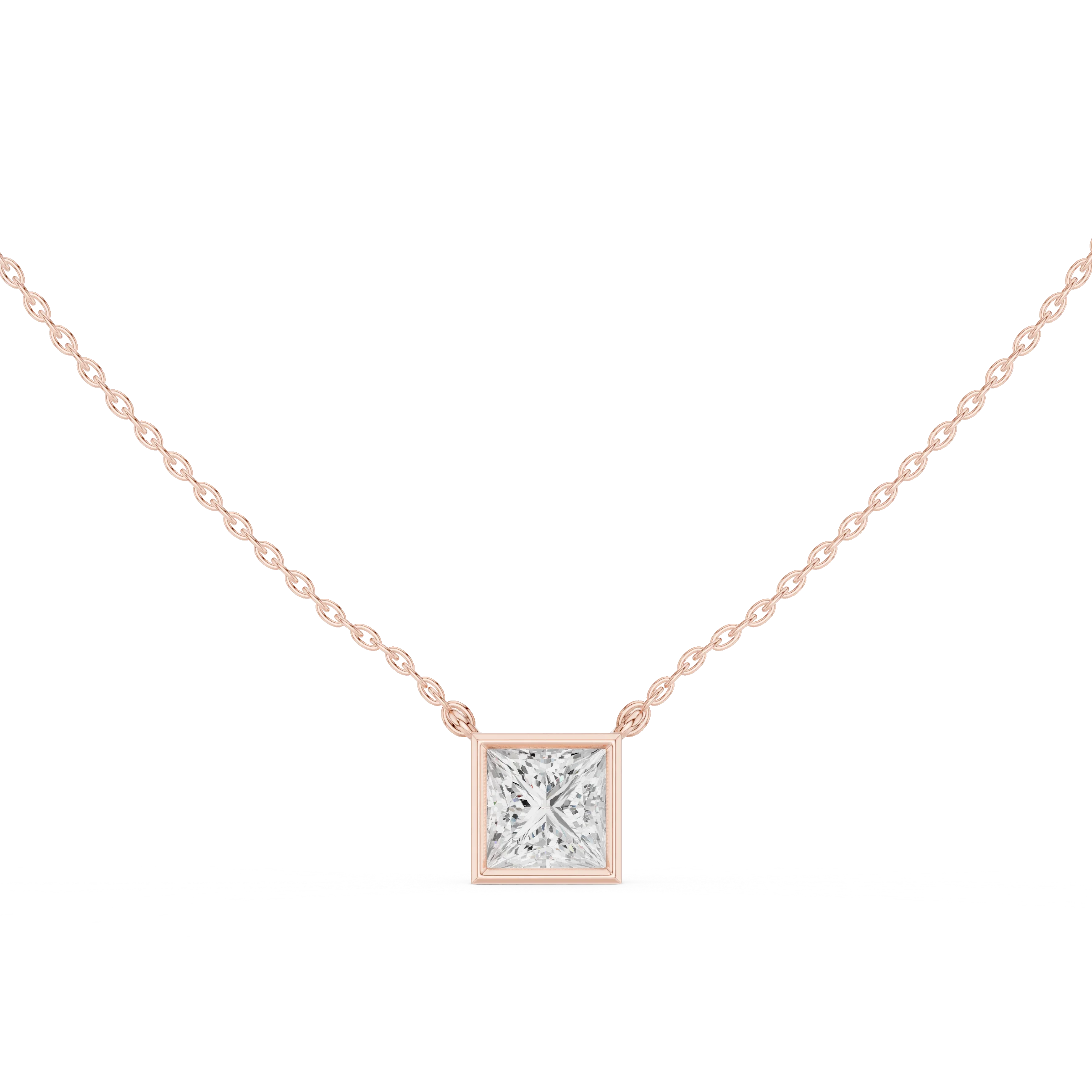 Princess Frame Solitaire Diamond Pendant