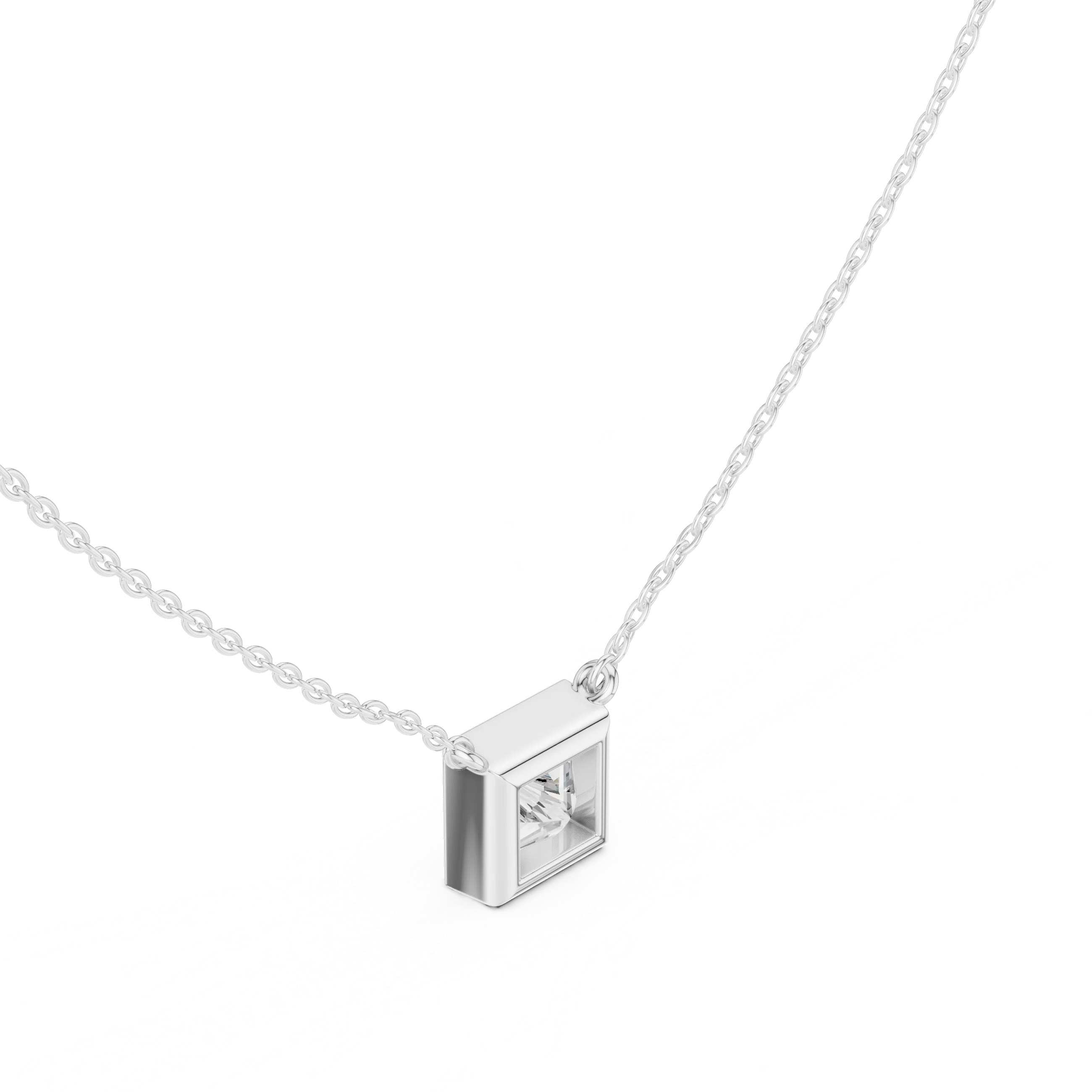 Radiant Frame Solitaire Diamond Pendant