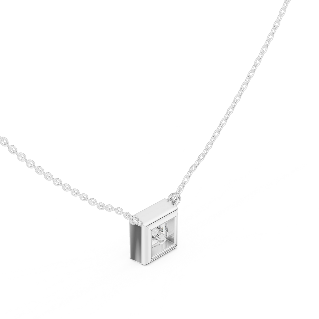 Princess Frame Solitaire Diamond Pendant