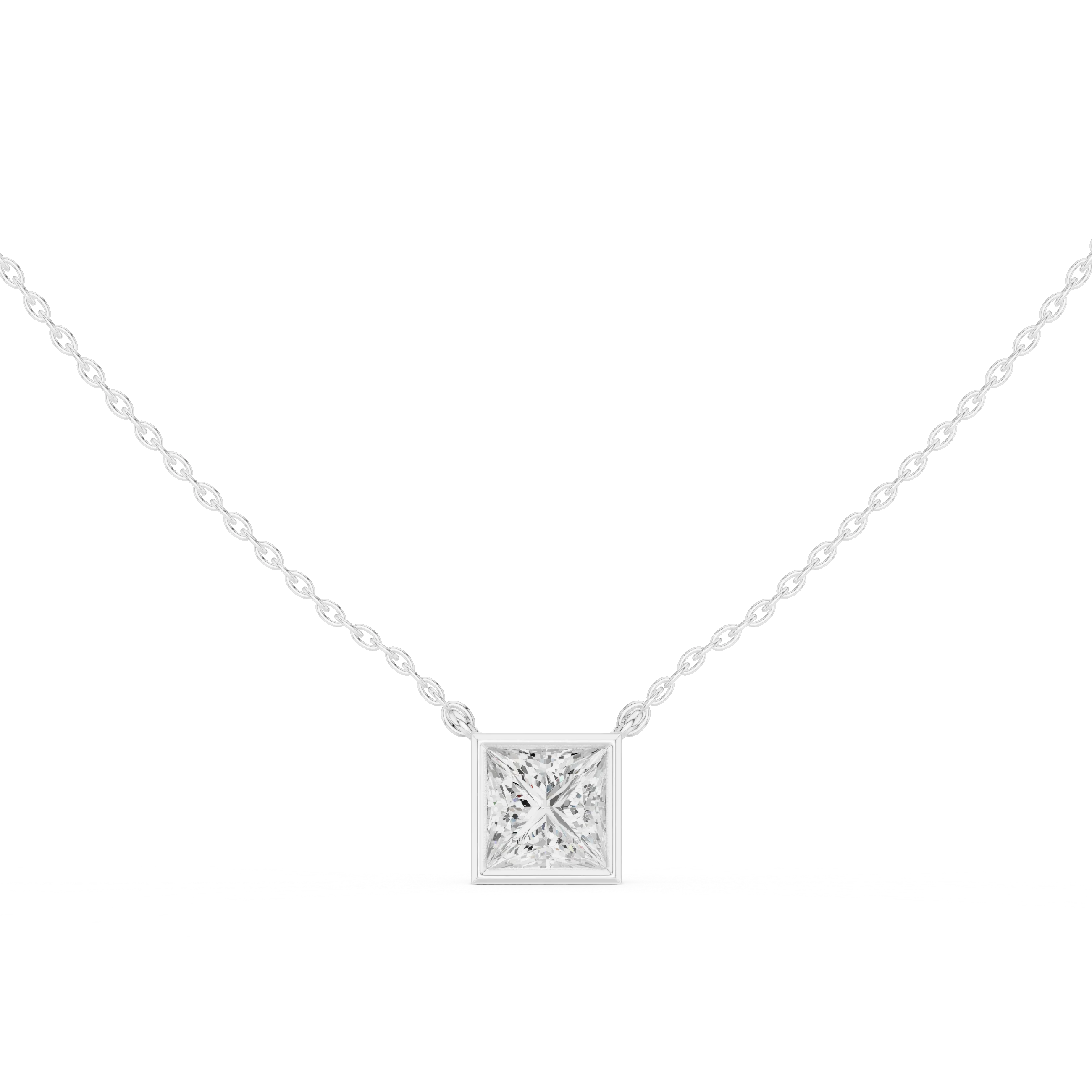 Princess Frame Solitaire Diamond Pendant