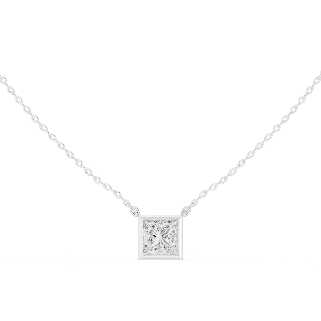 Princess Frame Solitaire Diamond Pendant