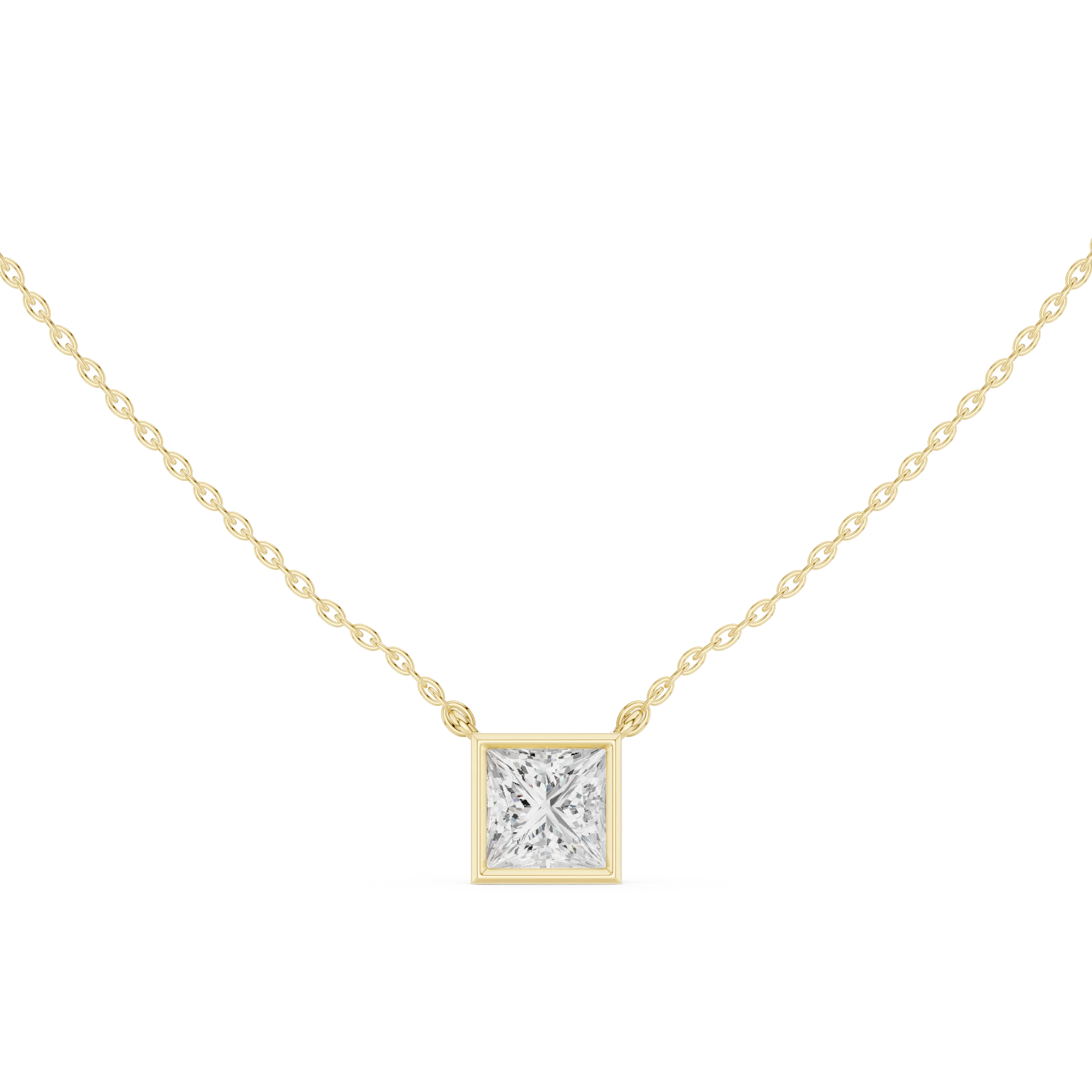 Princess Frame Solitaire Diamond Pendant