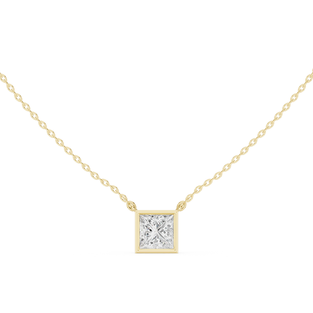 Princess Frame Solitaire Diamond Pendant