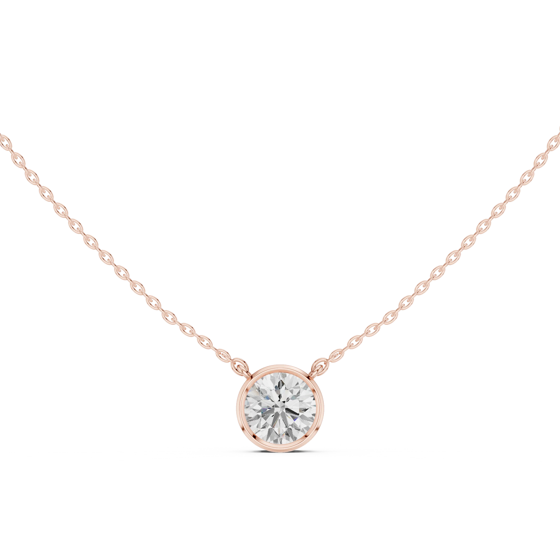 Bezel Bloom Round Diamond Pendant