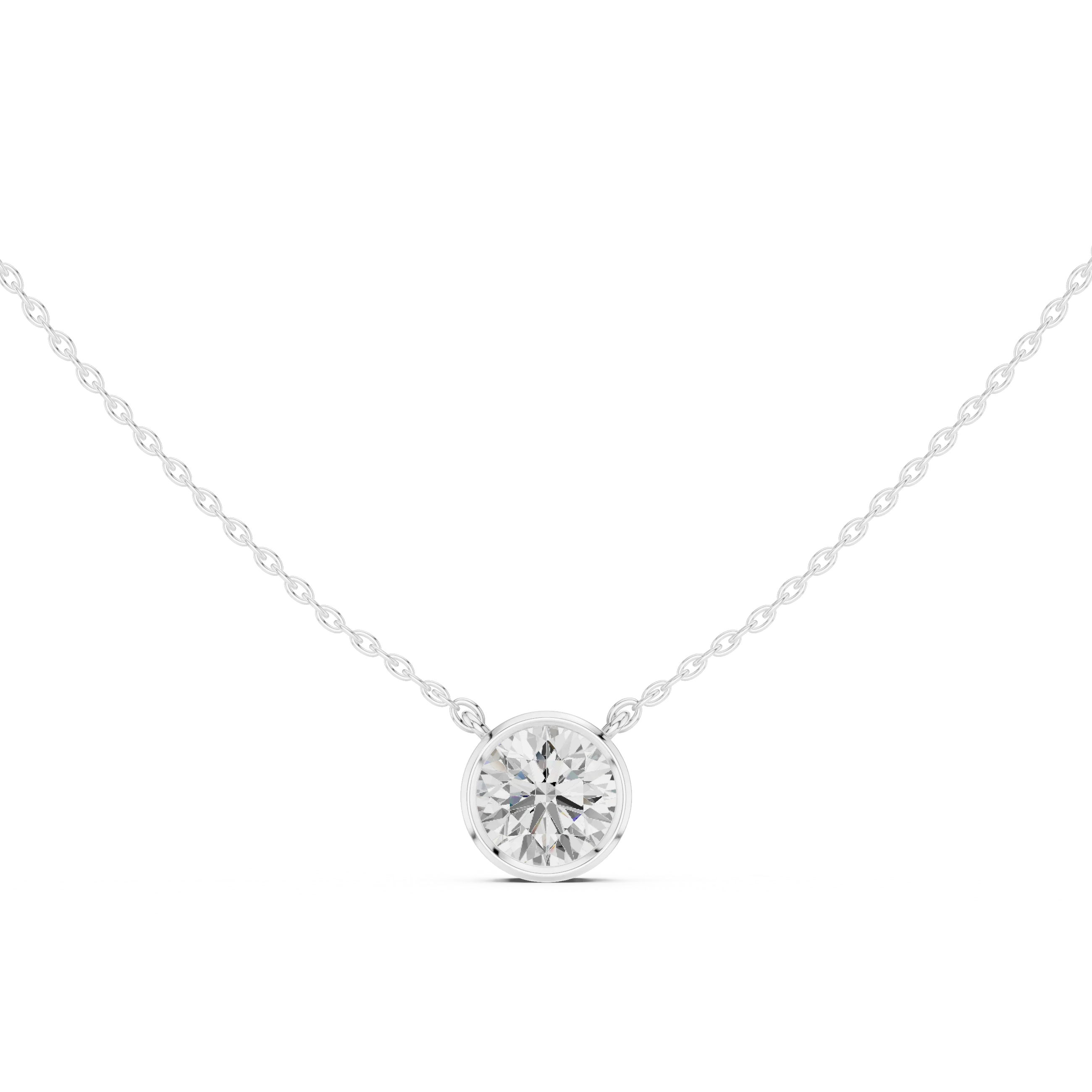 Bezel Bloom Round Diamond Pendant