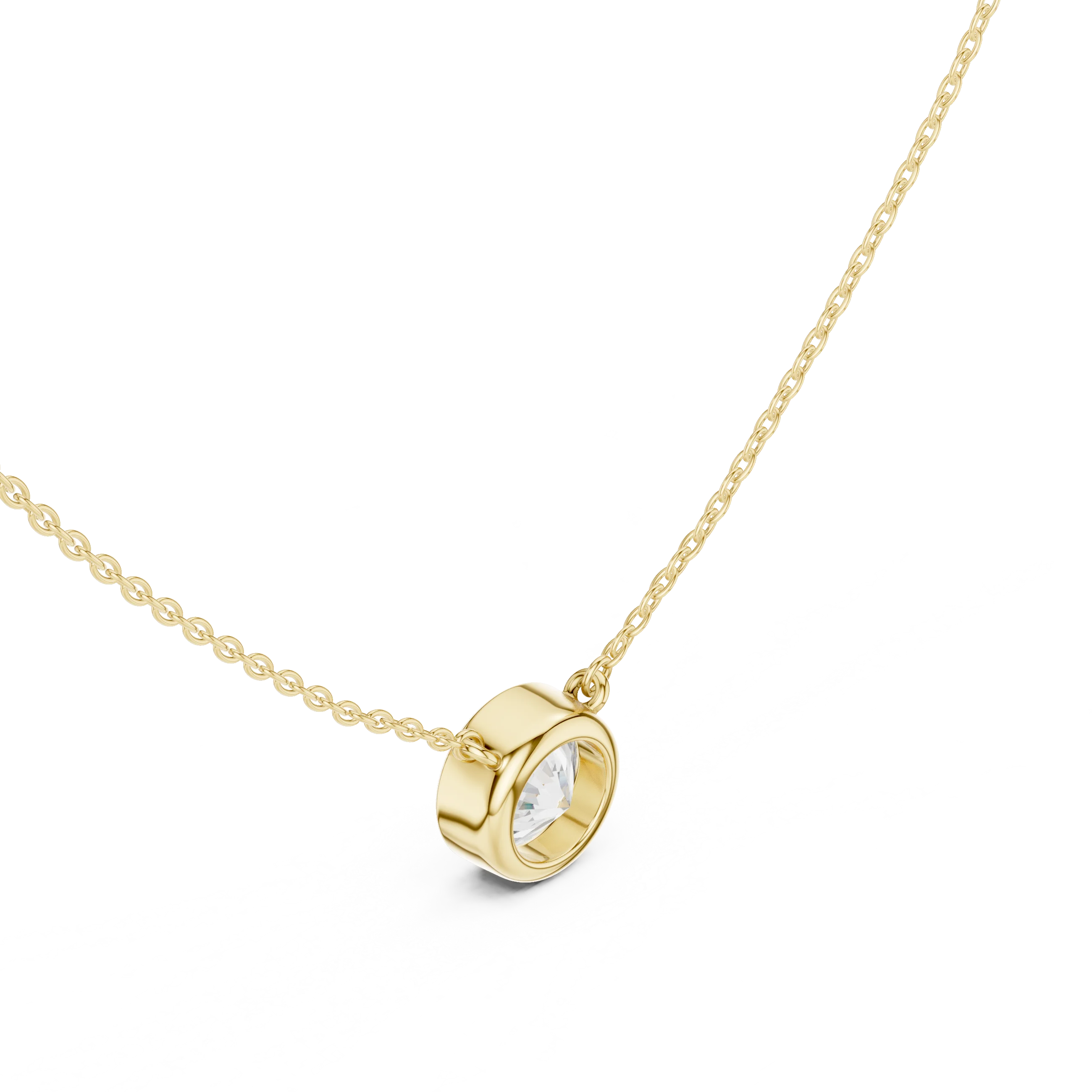 Bezel Bloom Round Diamond Pendant