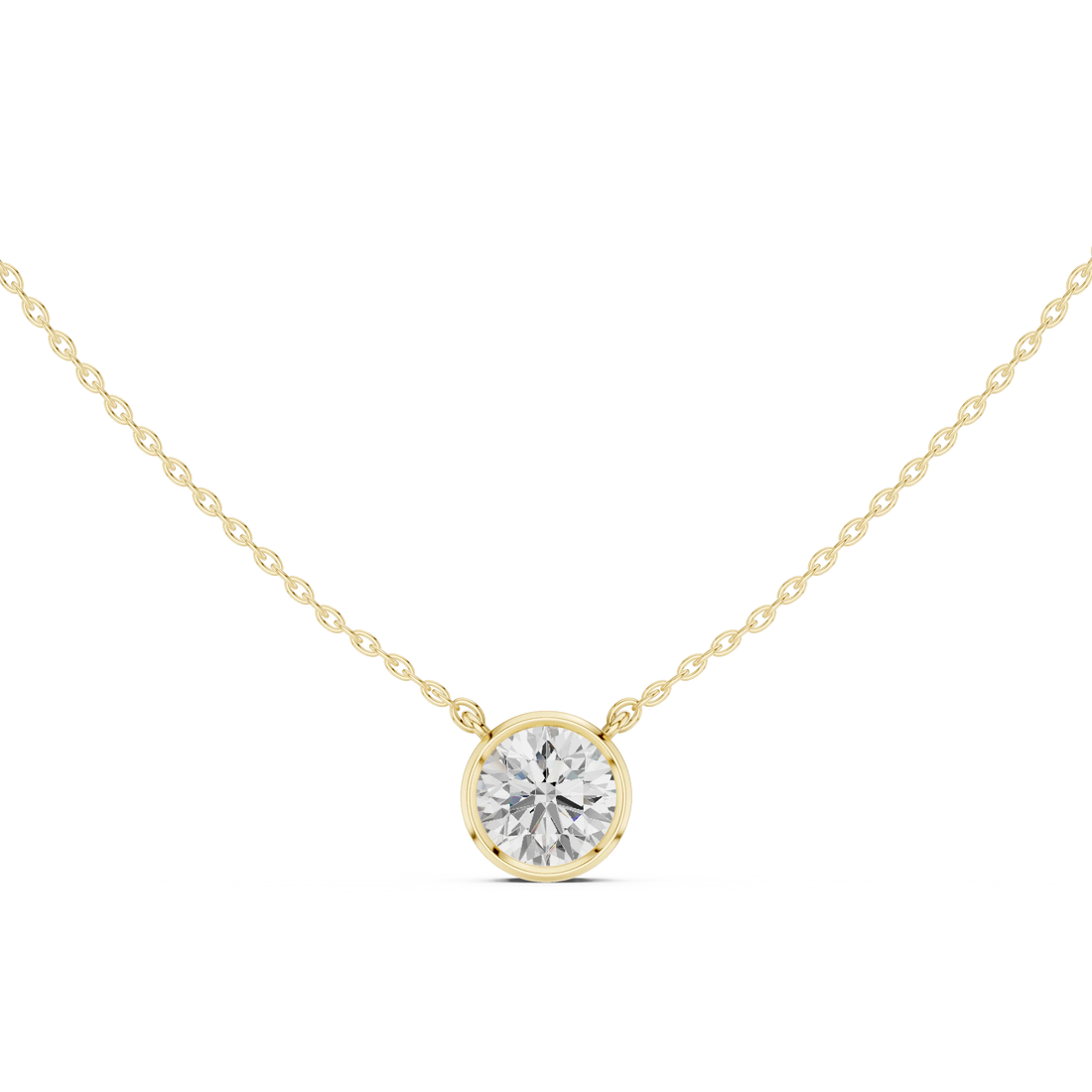 Bezel Bloom Round Diamond Pendant