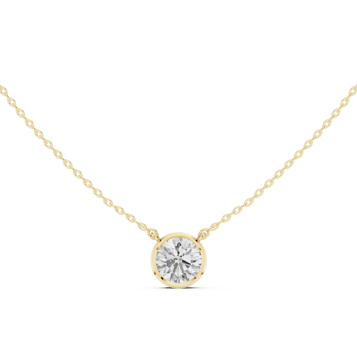 Bezel Bloom Round Diamond Pendant