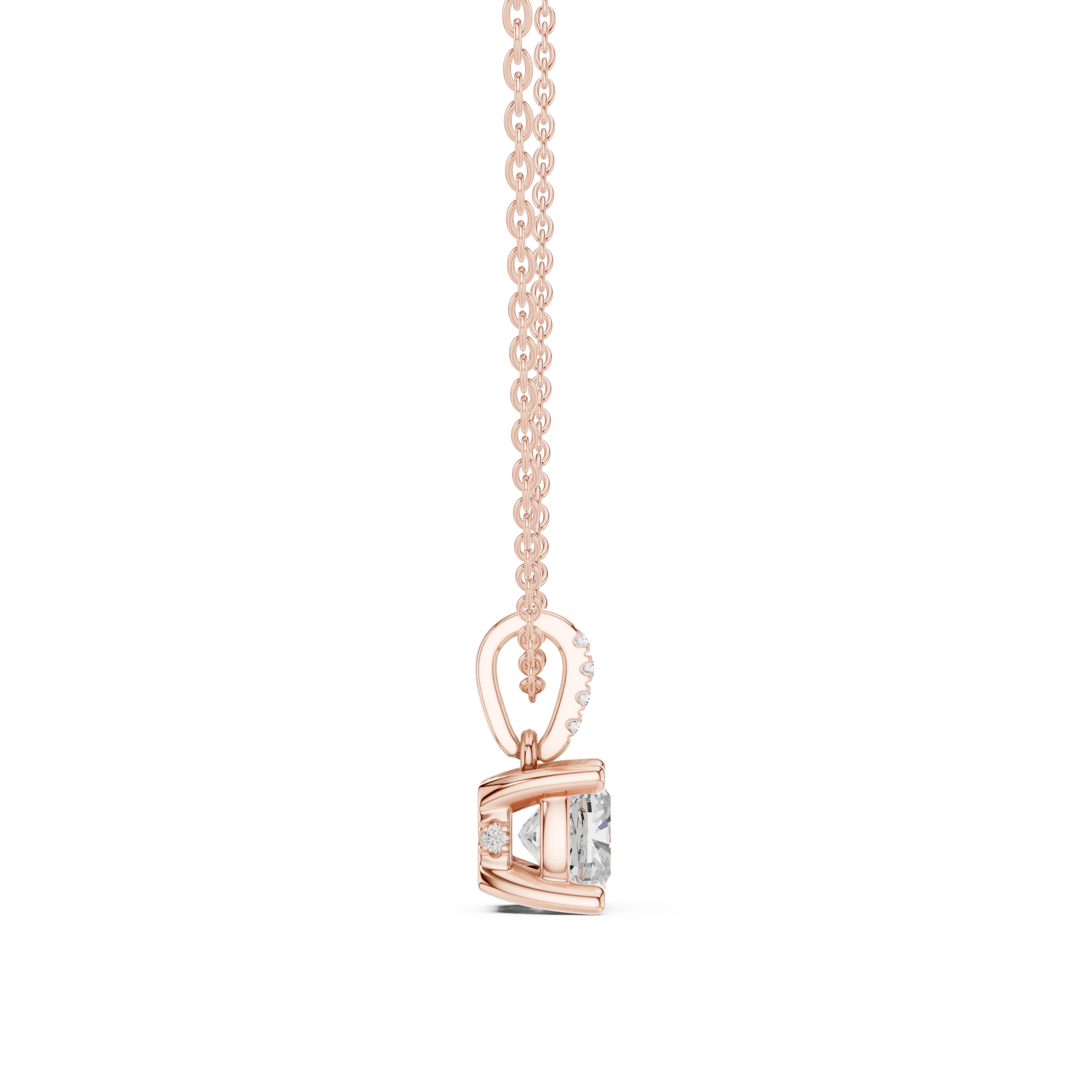 Lunaria Cushion Solitaire Diamond Pendant