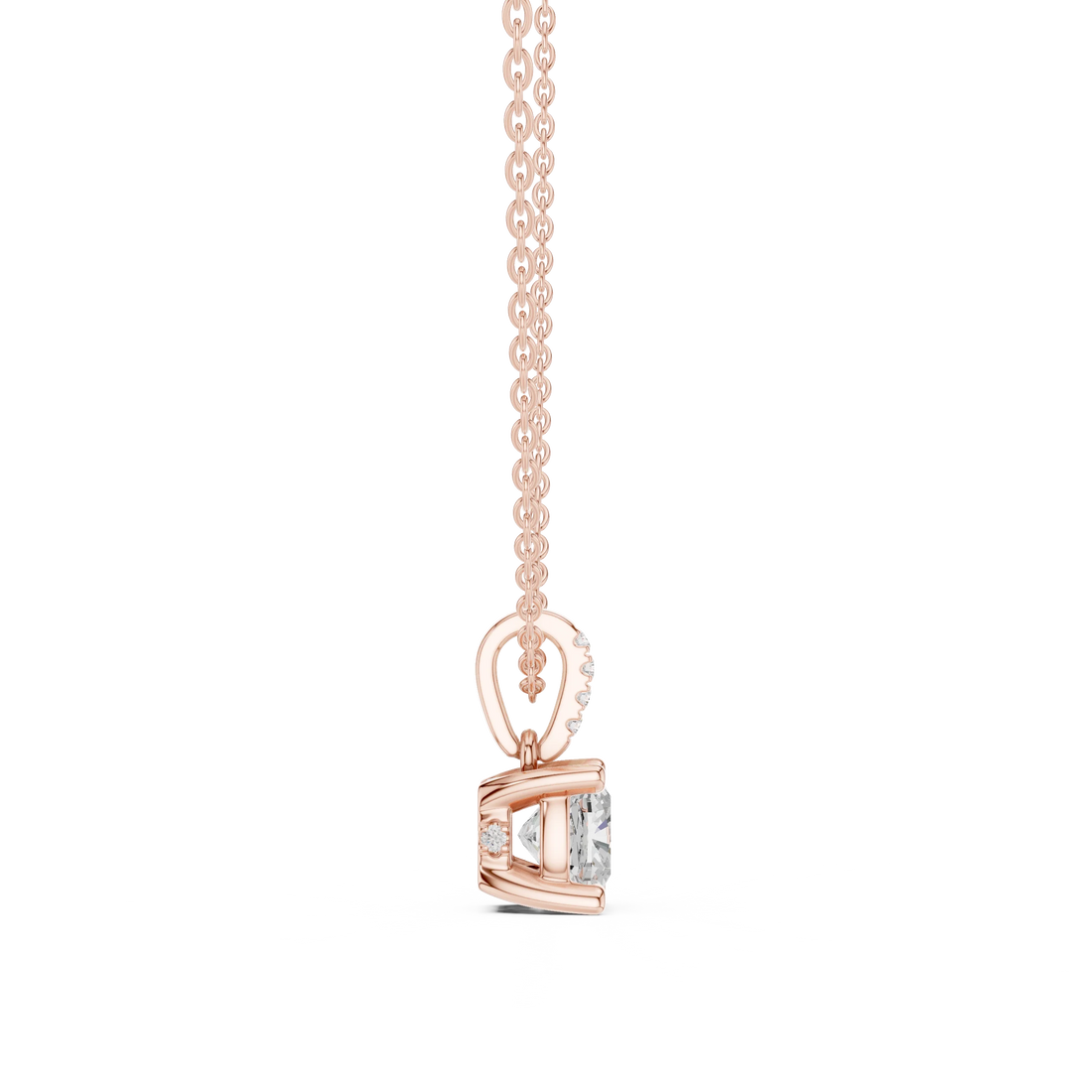 Lunaria Cushion Solitaire Diamond Pendant