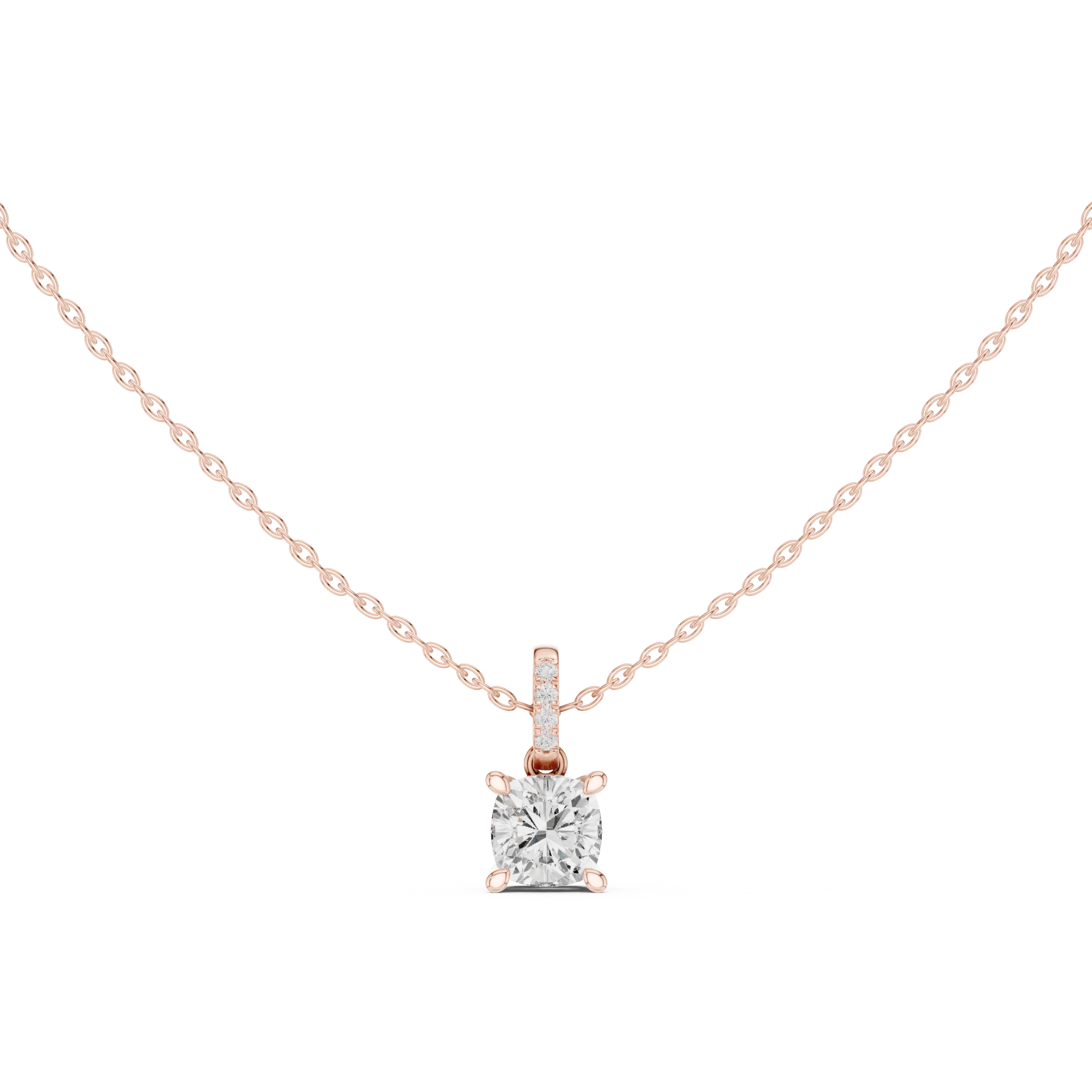Lunaria Cushion Solitaire Diamond Pendant