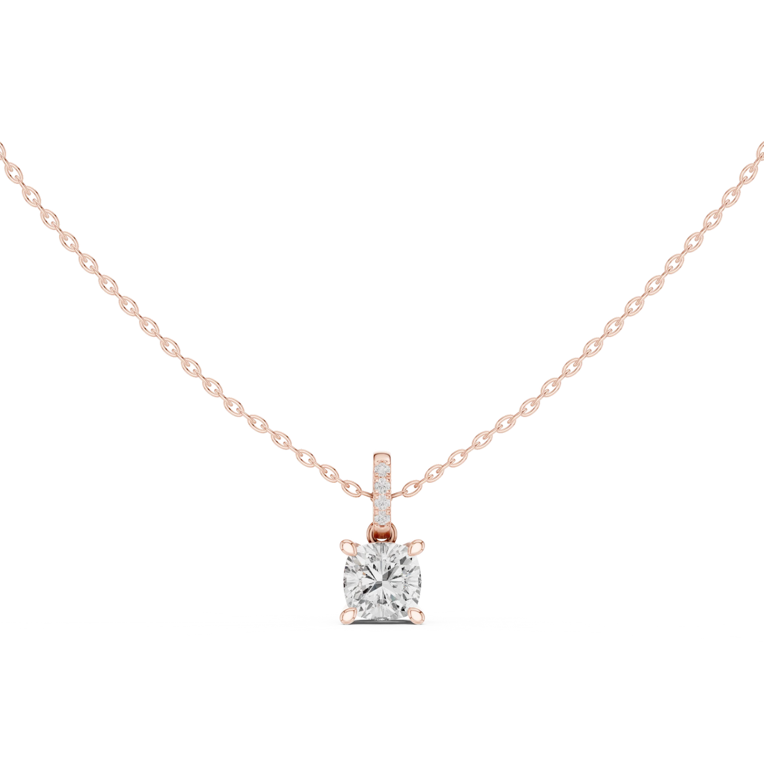 Lunaria Cushion Solitaire Diamond Pendant