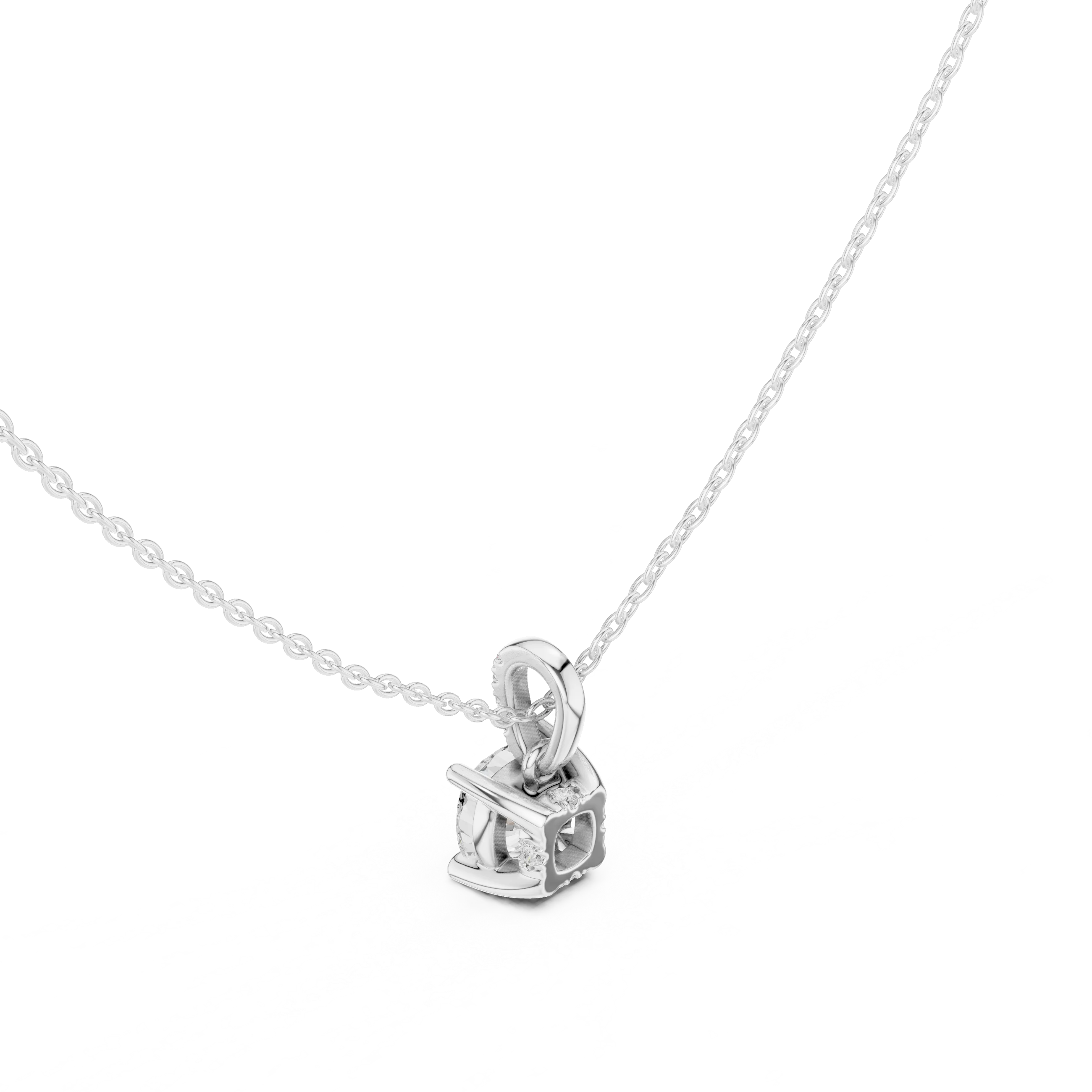 Lunaria Cushion Solitaire Diamond Pendant