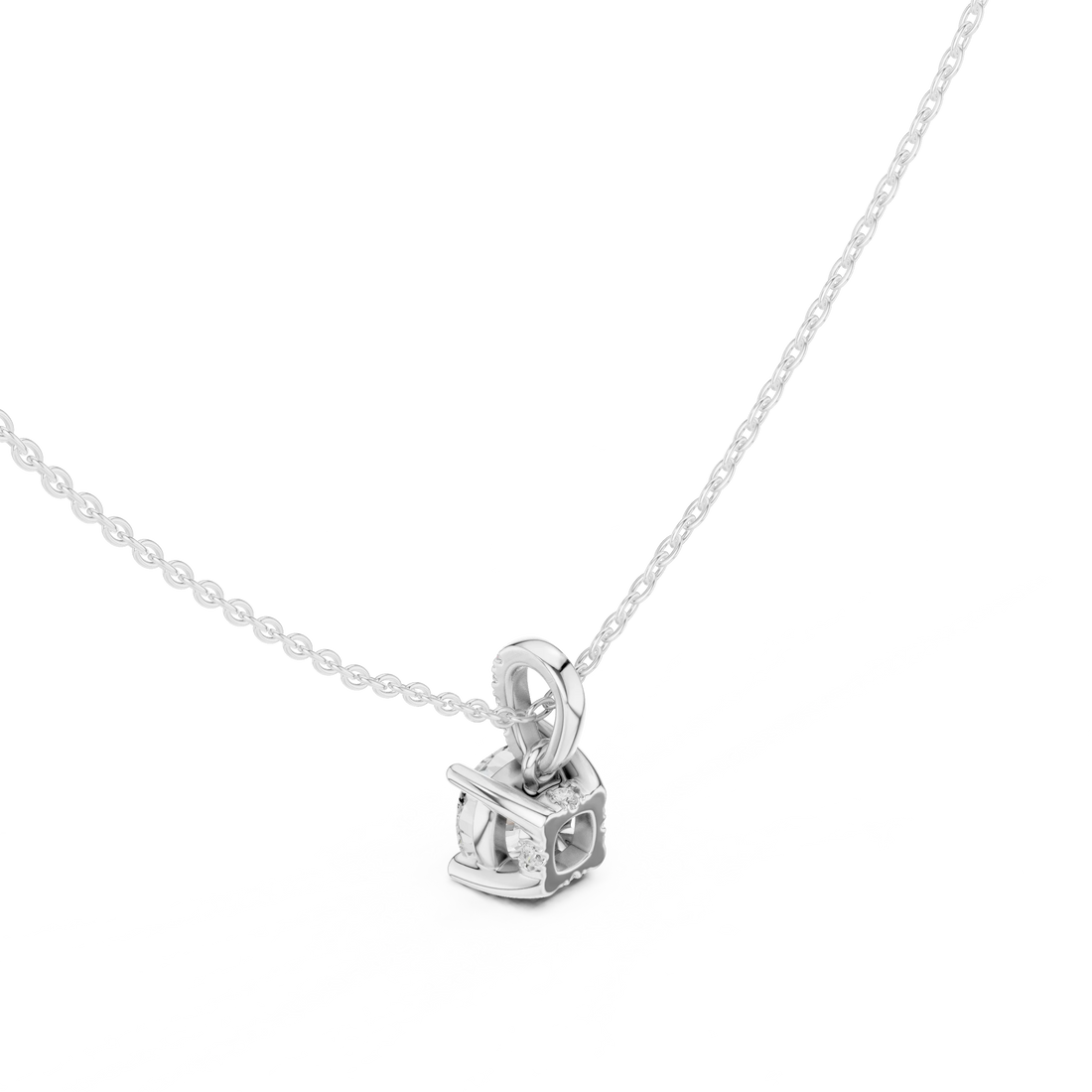 Lunaria Cushion Solitaire Diamond Pendant