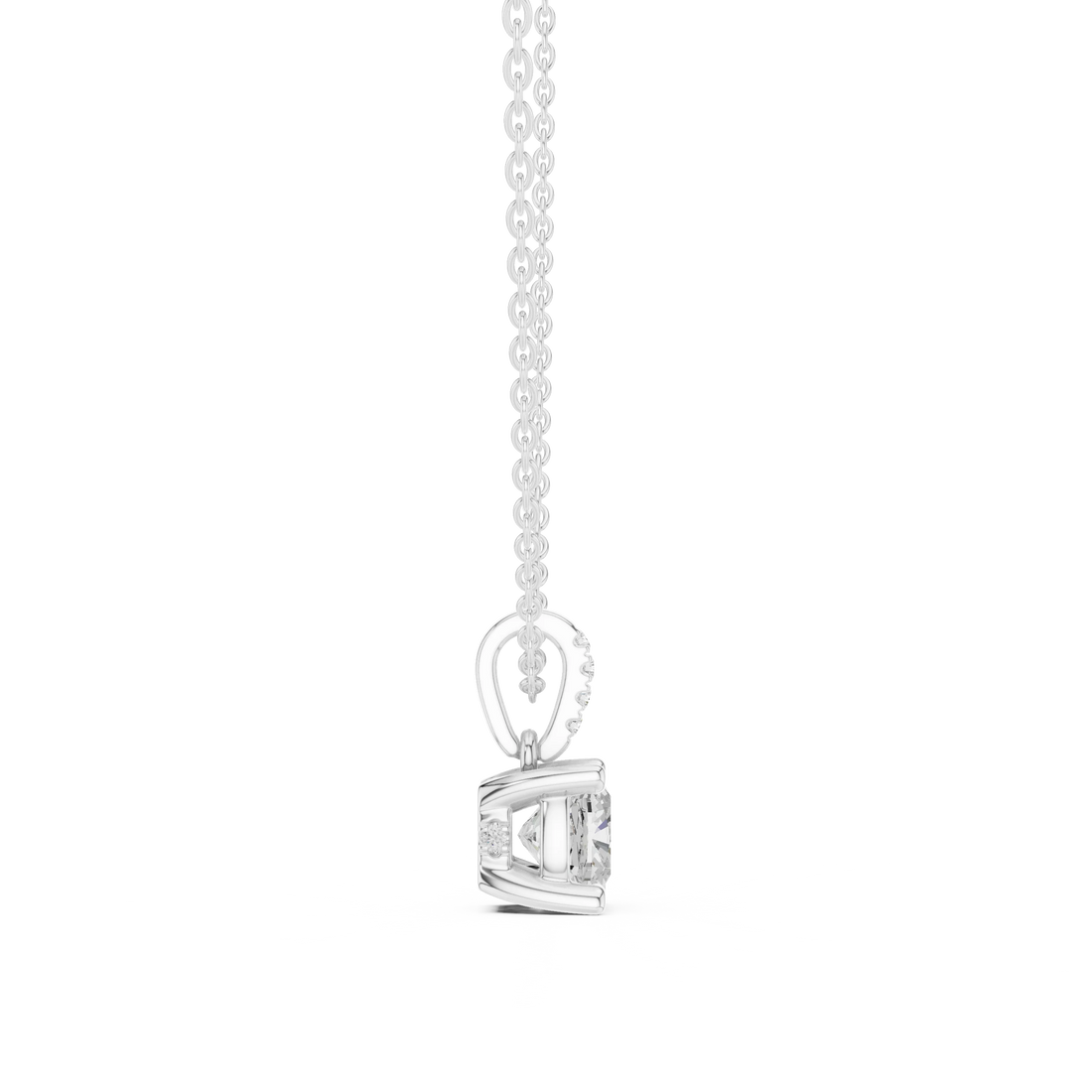 Lunaria Cushion Solitaire Diamond Pendant