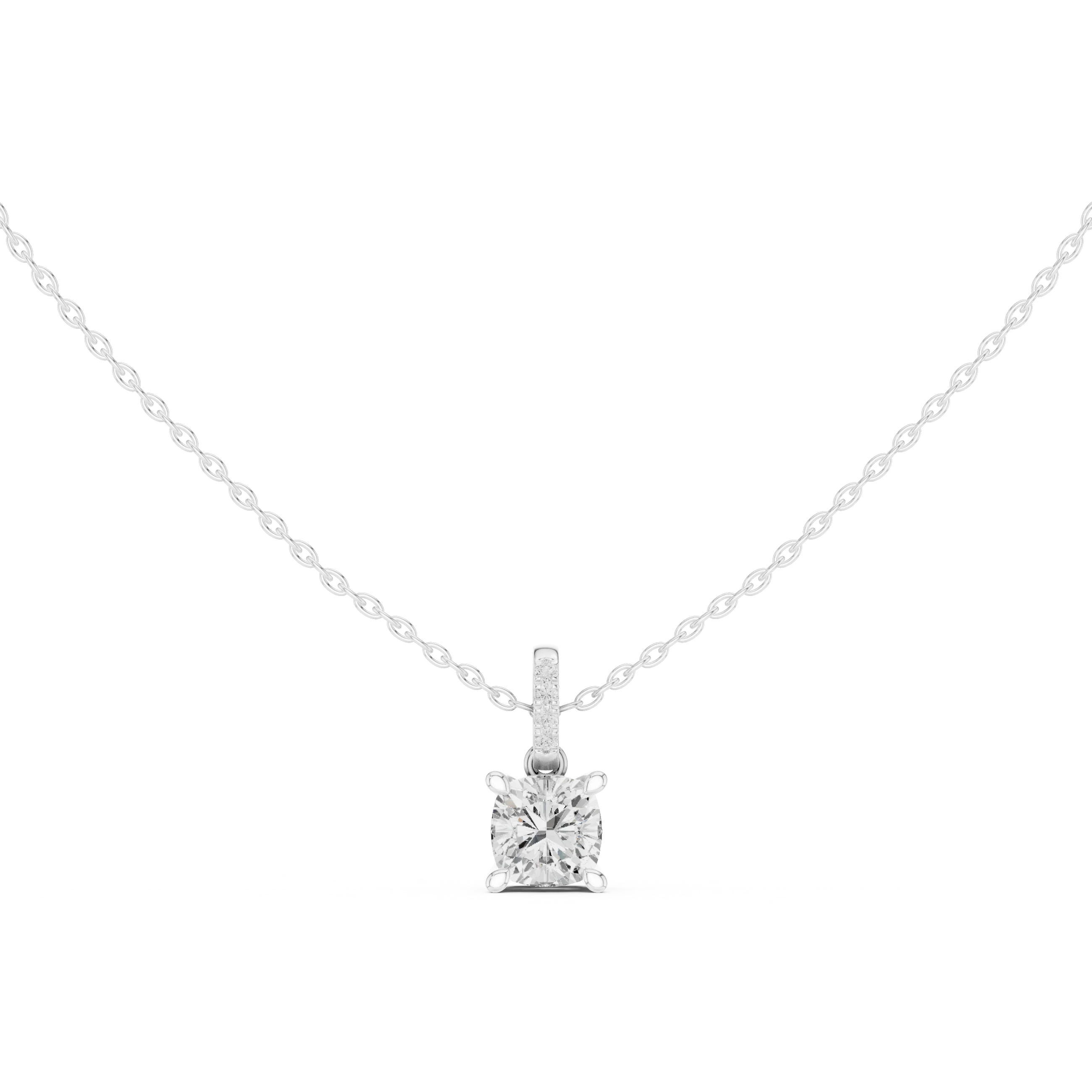 Lunaria Cushion Solitaire Diamond Pendant