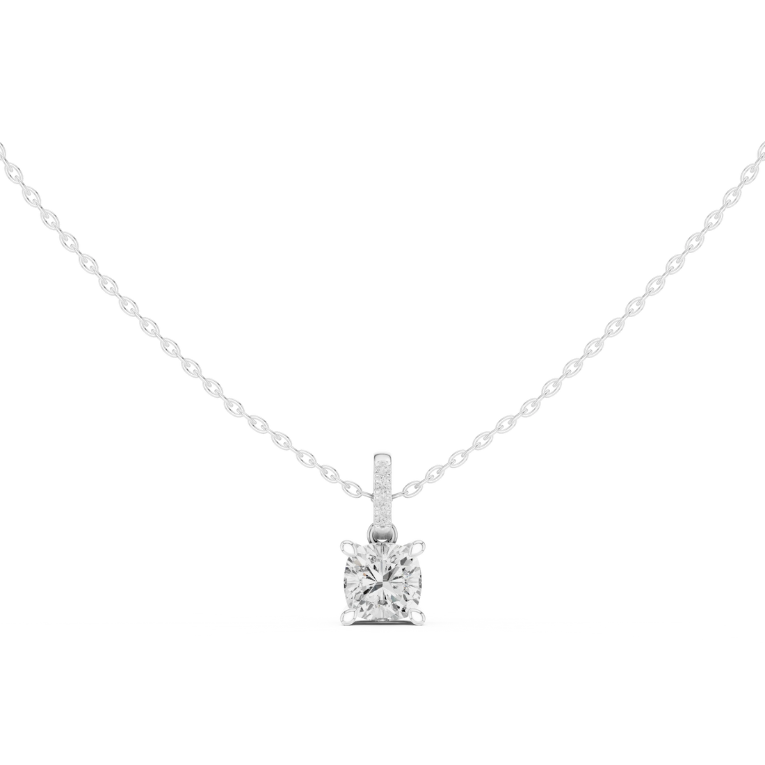Lunaria Cushion Solitaire Diamond Pendant
