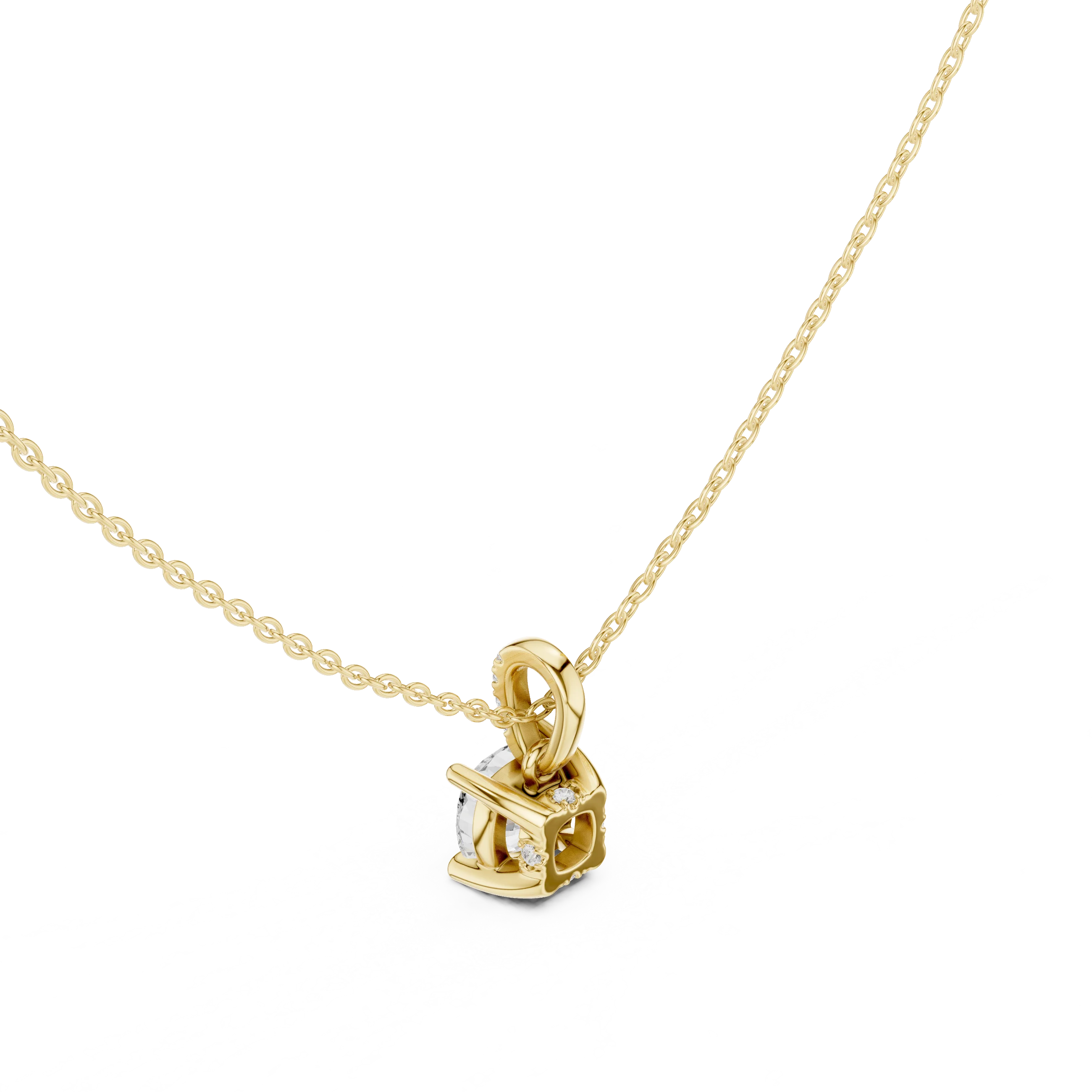 Lunaria Cushion Solitaire Diamond Pendant