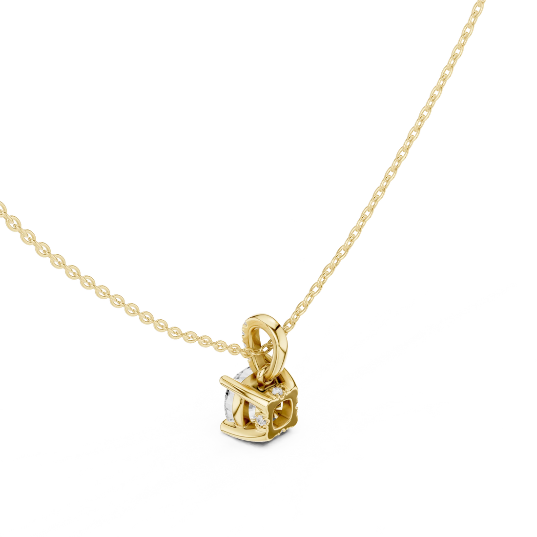 Lunaria Cushion Solitaire Diamond Pendant