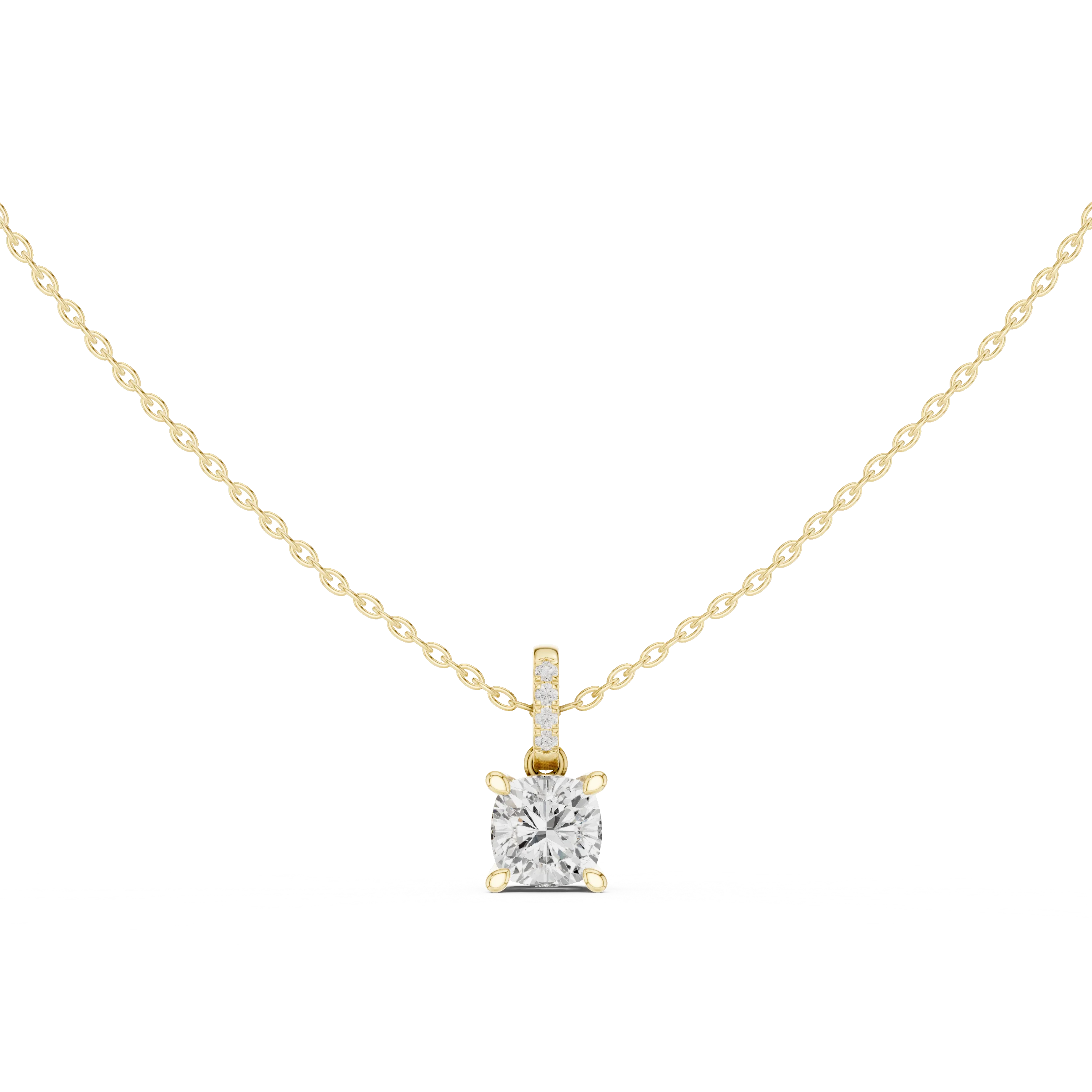 Lunaria Cushion Solitaire Diamond Pendant