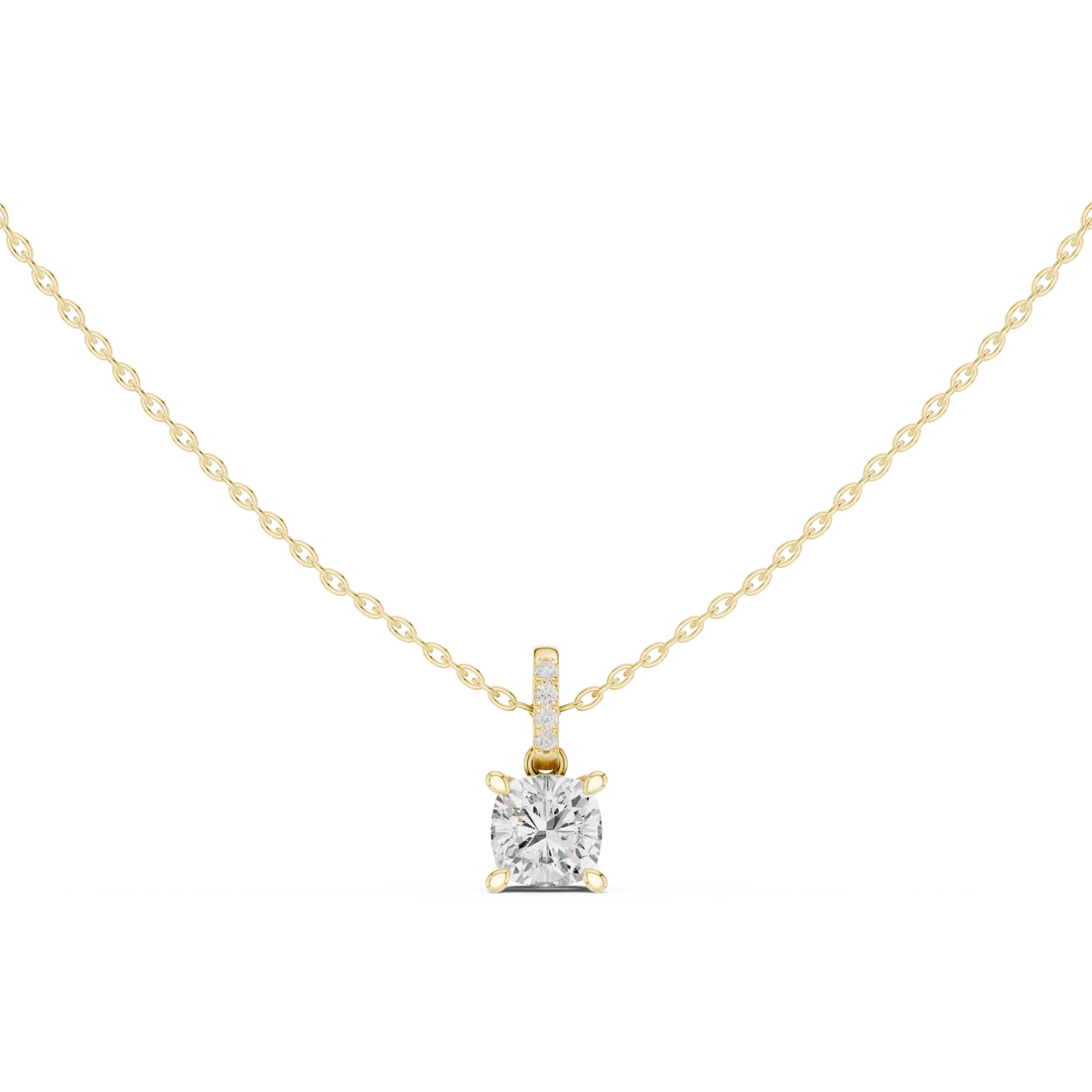 Lunaria Cushion Solitaire Diamond Pendant