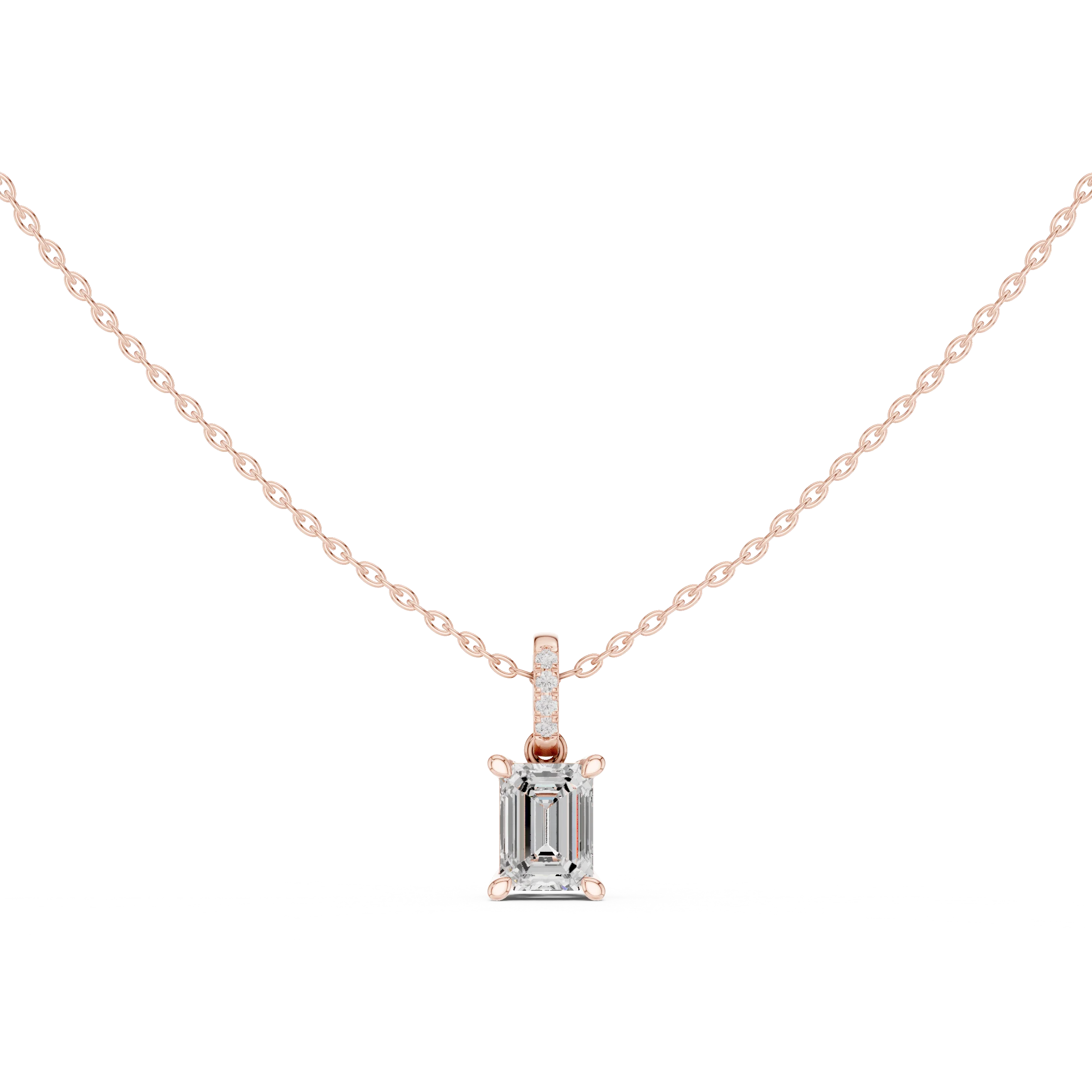 Verona Emerald Solitaire Diamond Pendant