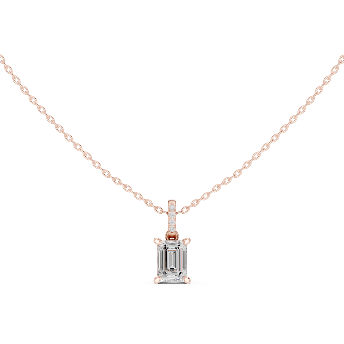 Verona Emerald Solitaire Diamond Pendant