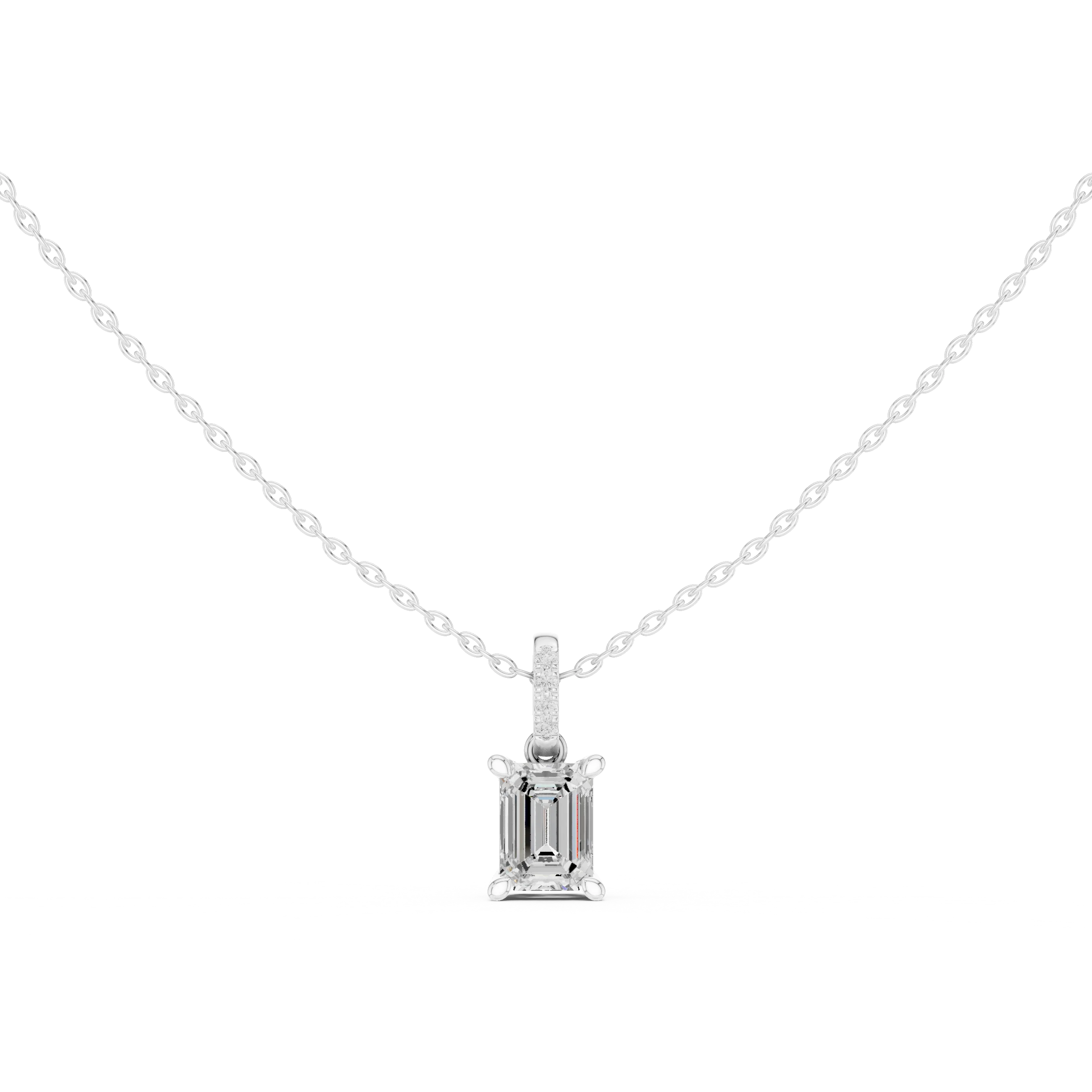 Verona Emerald Solitaire Diamond Pendant