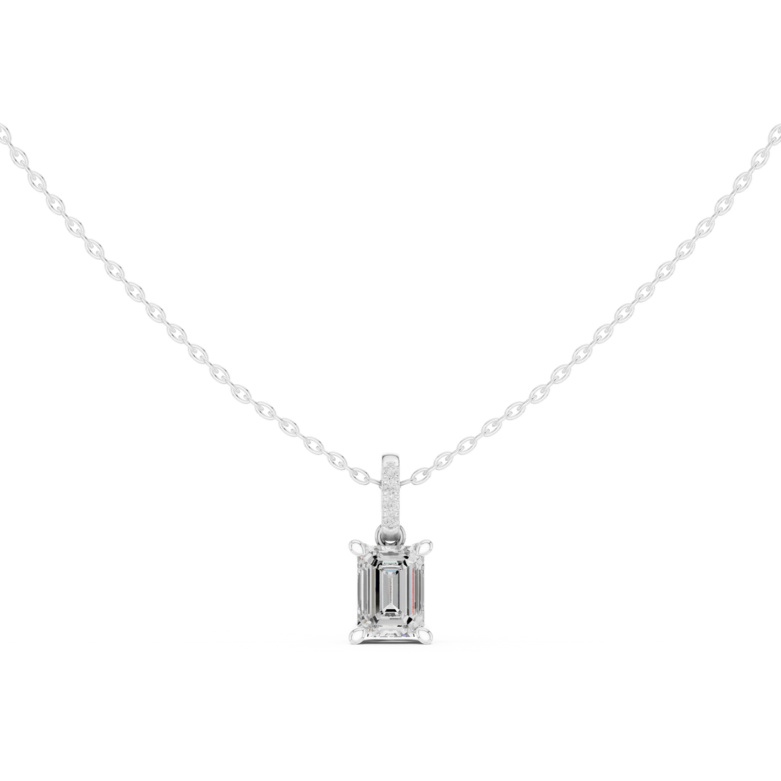 Verona Emerald Solitaire Diamond Pendant