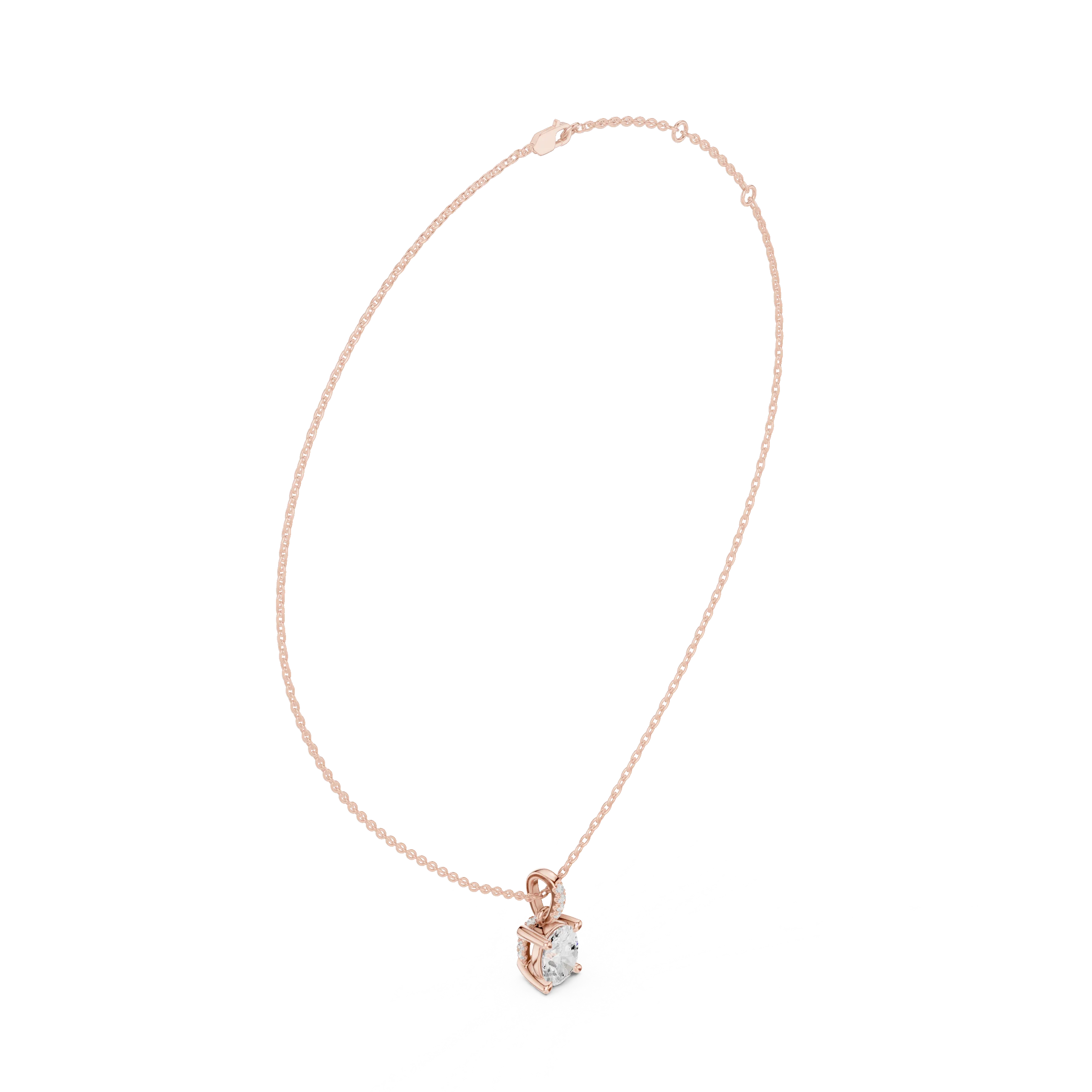 Elara Oval Solitaire Diamond Pendant