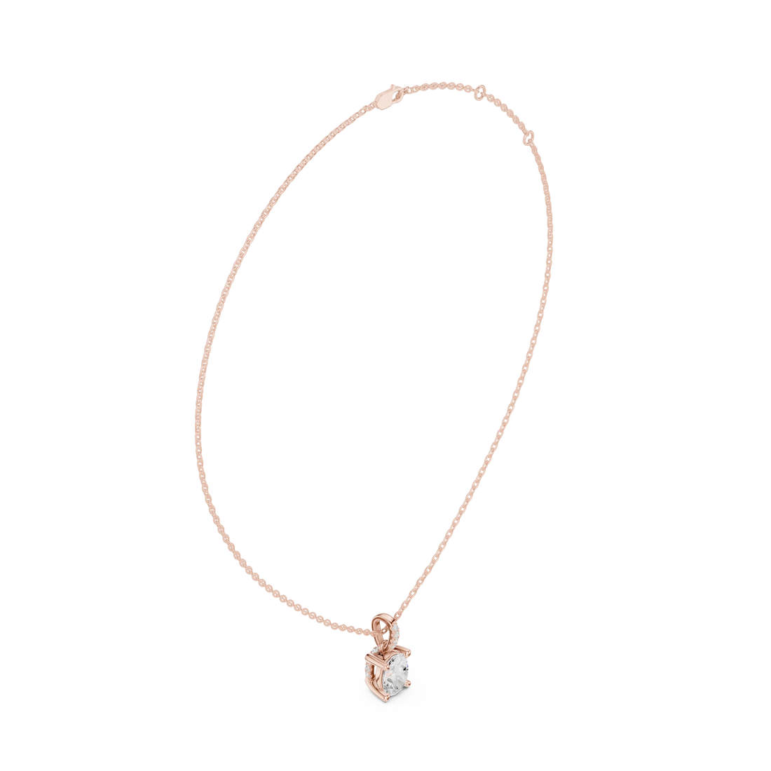 Elara Oval Solitaire Diamond Pendant