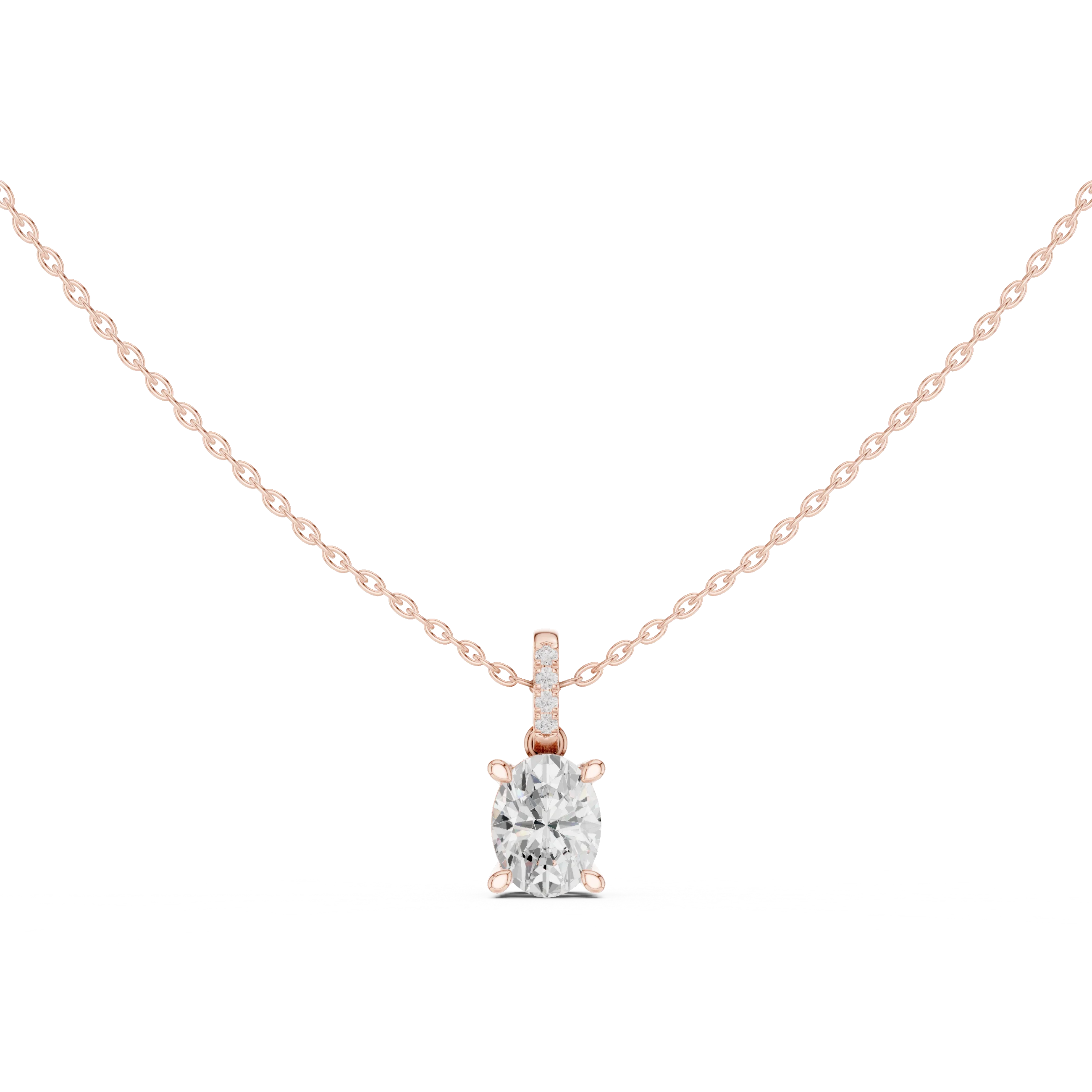 Elara Oval Solitaire Diamond Pendant