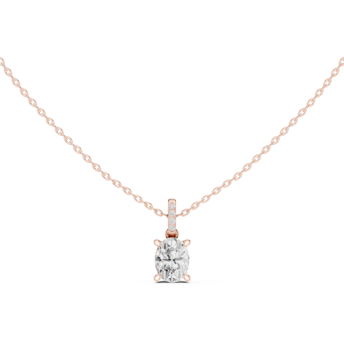 Elara Oval Solitaire Diamond Pendant