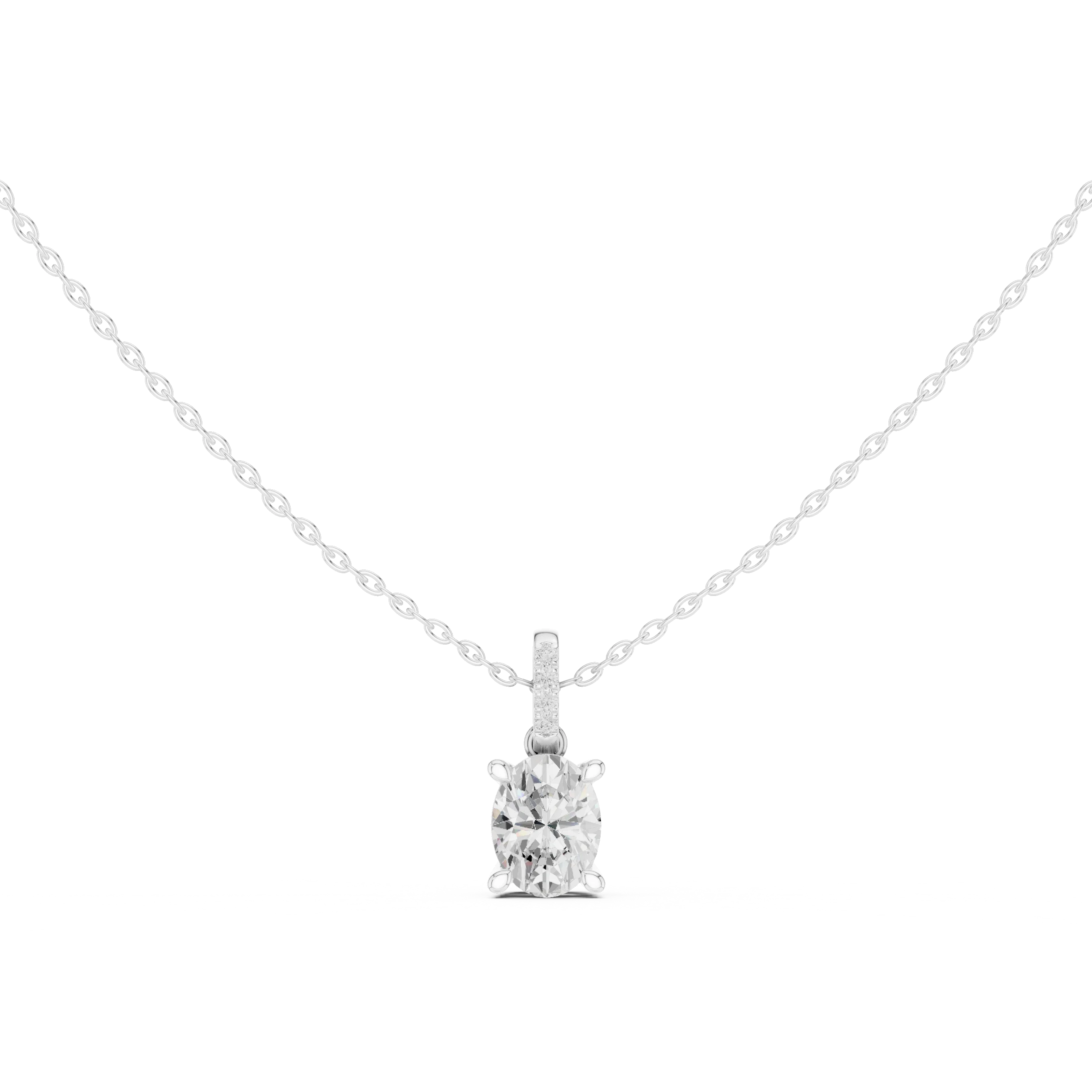 Elara Oval Solitaire Diamond Pendant