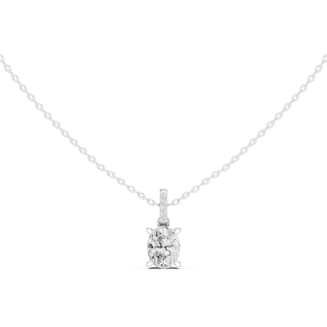 Elara Oval Solitaire Diamond Pendant