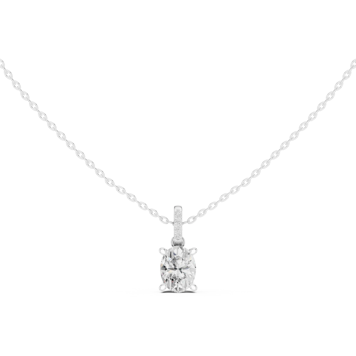 Elara Oval Solitaire Diamond Pendant