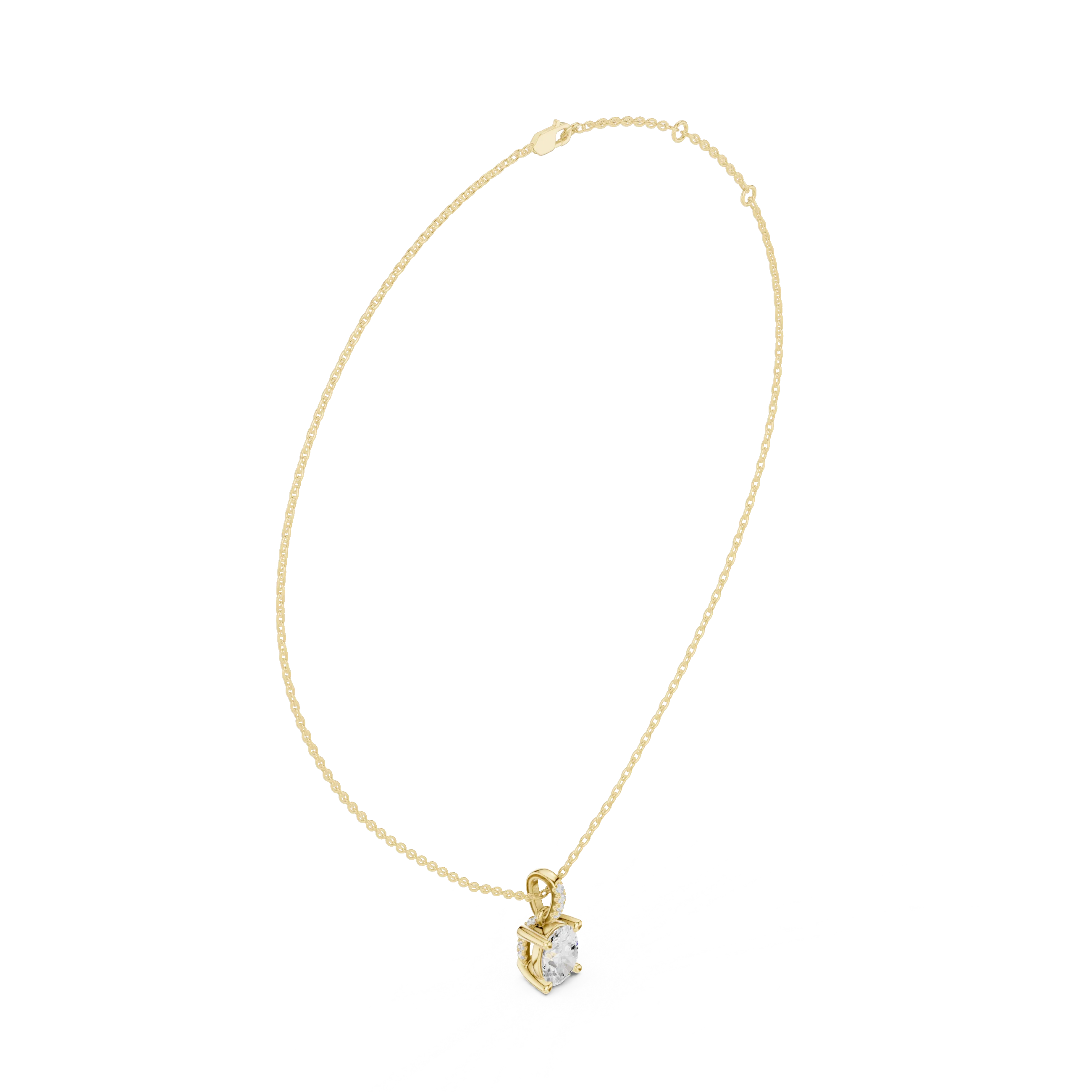 Elara Oval Solitaire Diamond Pendant