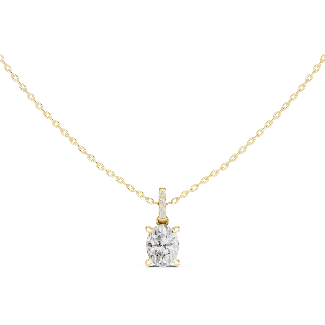 Elara Oval Solitaire Diamond Pendant