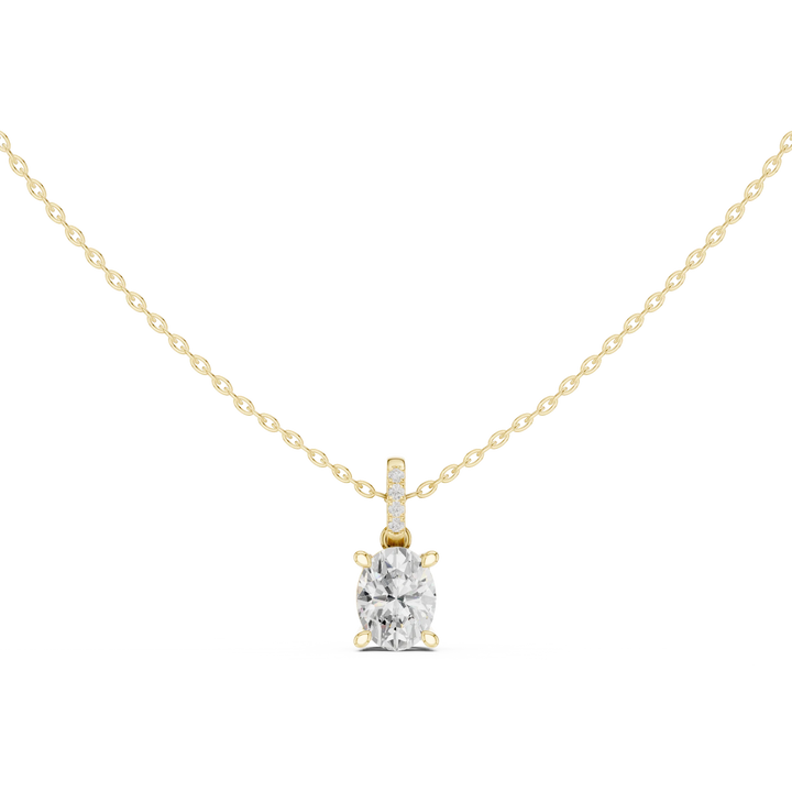 Elara Oval Solitaire Diamond Pendant