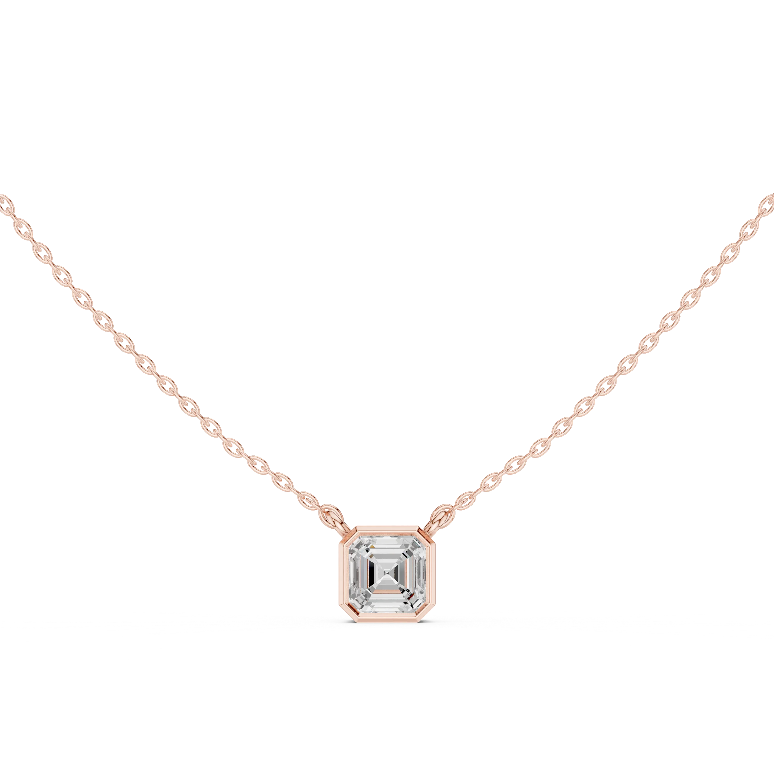 Golden Prism Asscher Bezel Solitaire Diamond Pendant