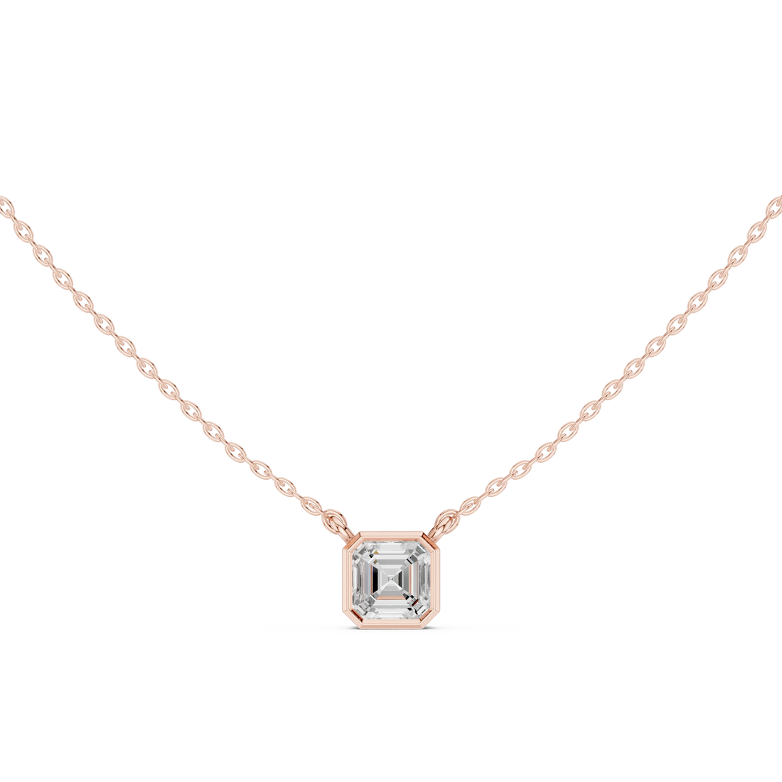 Golden Prism Asscher Bezel Solitaire Diamond Pendant